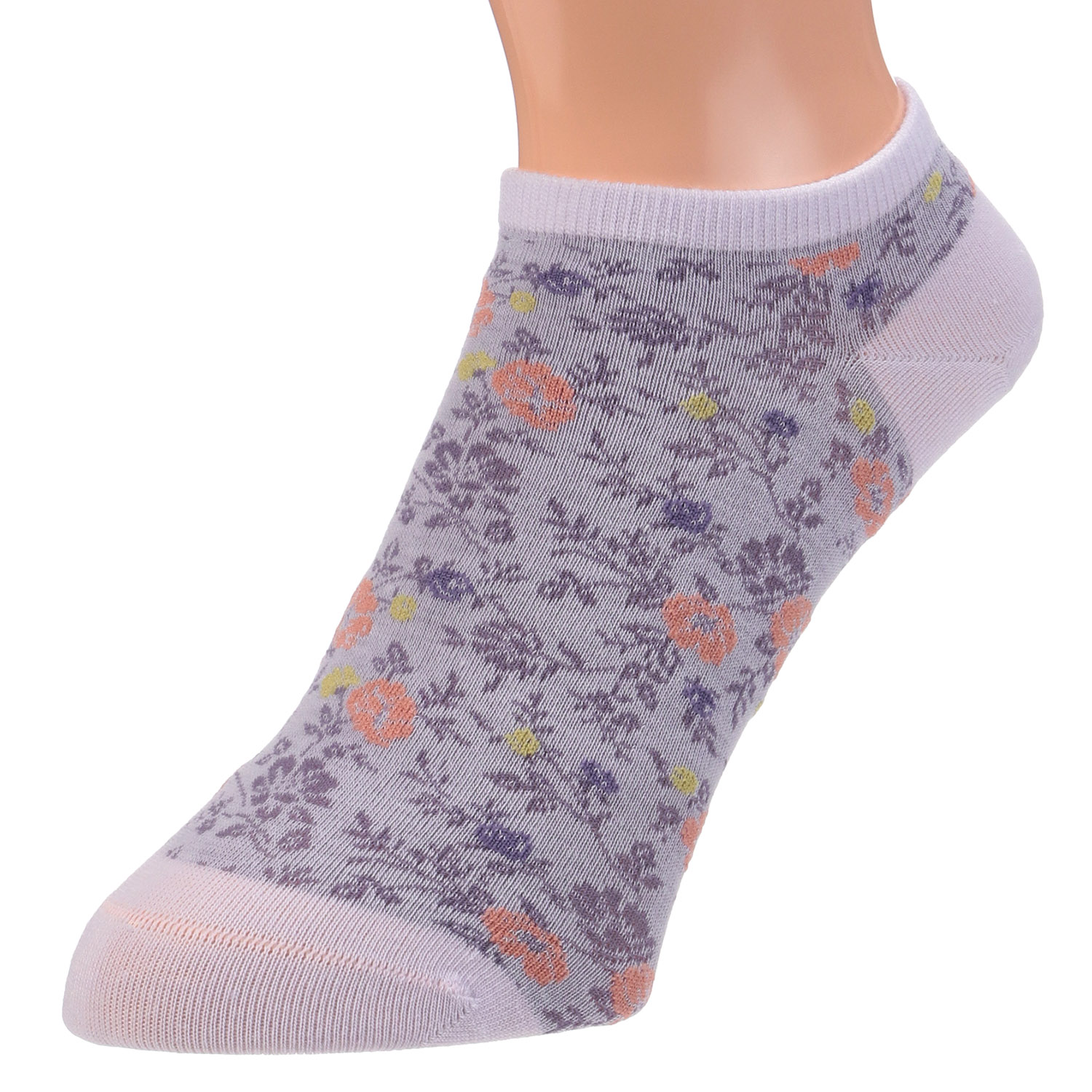 スニーカー丈 スパイラル小花柄 靴下 - 画像2