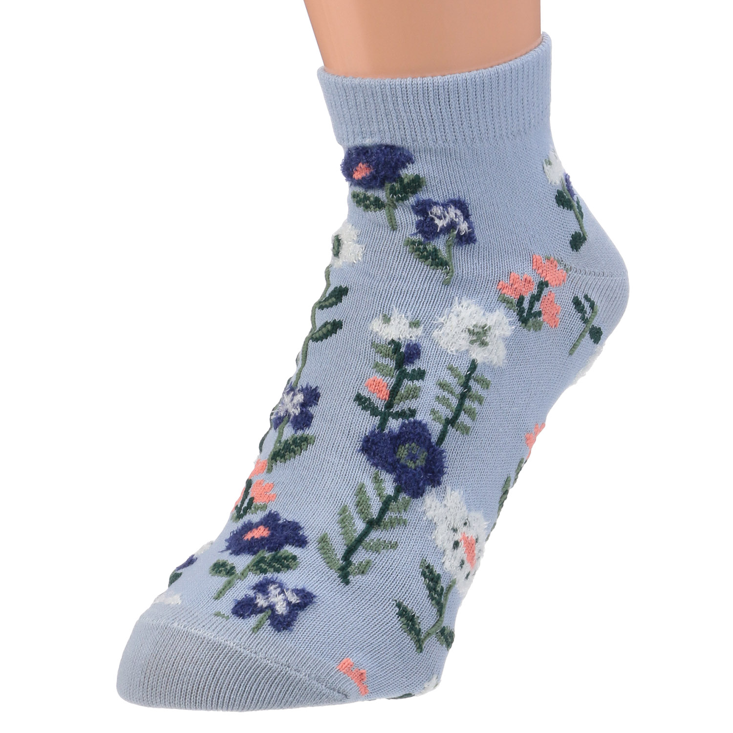 スニーカー丈 モール花柄 靴下 - 画像2