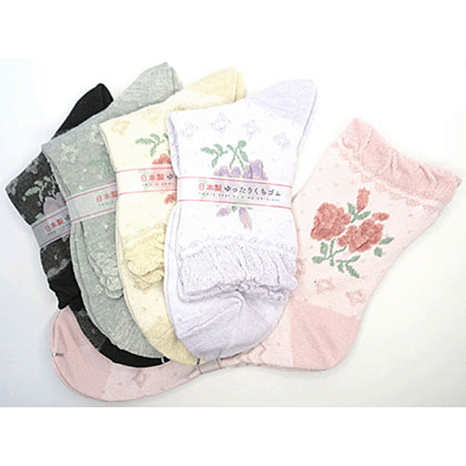 クルーソックス 小寸（21－23cm）フロート花柄