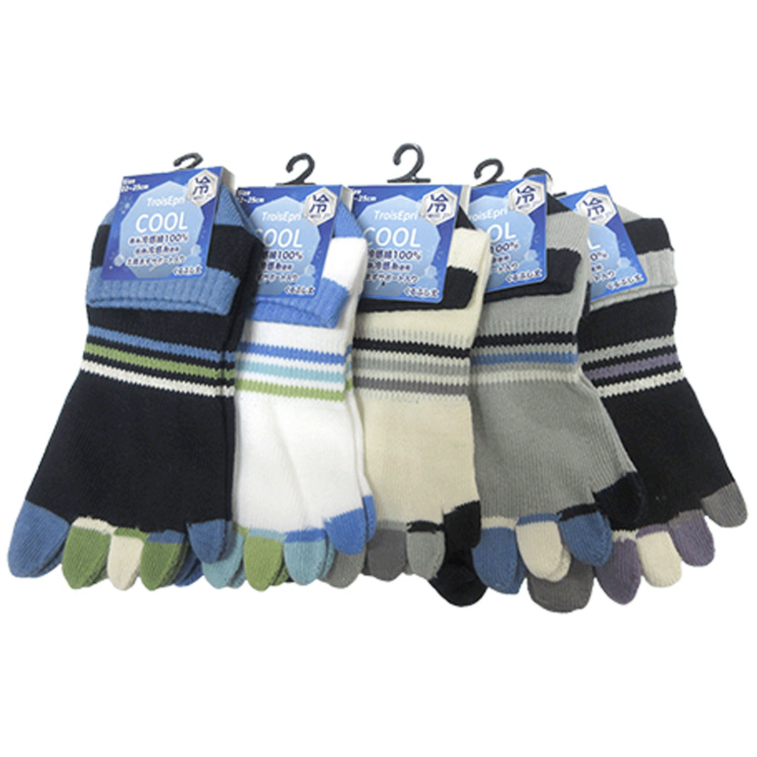 5本指 冷感 ボーダー