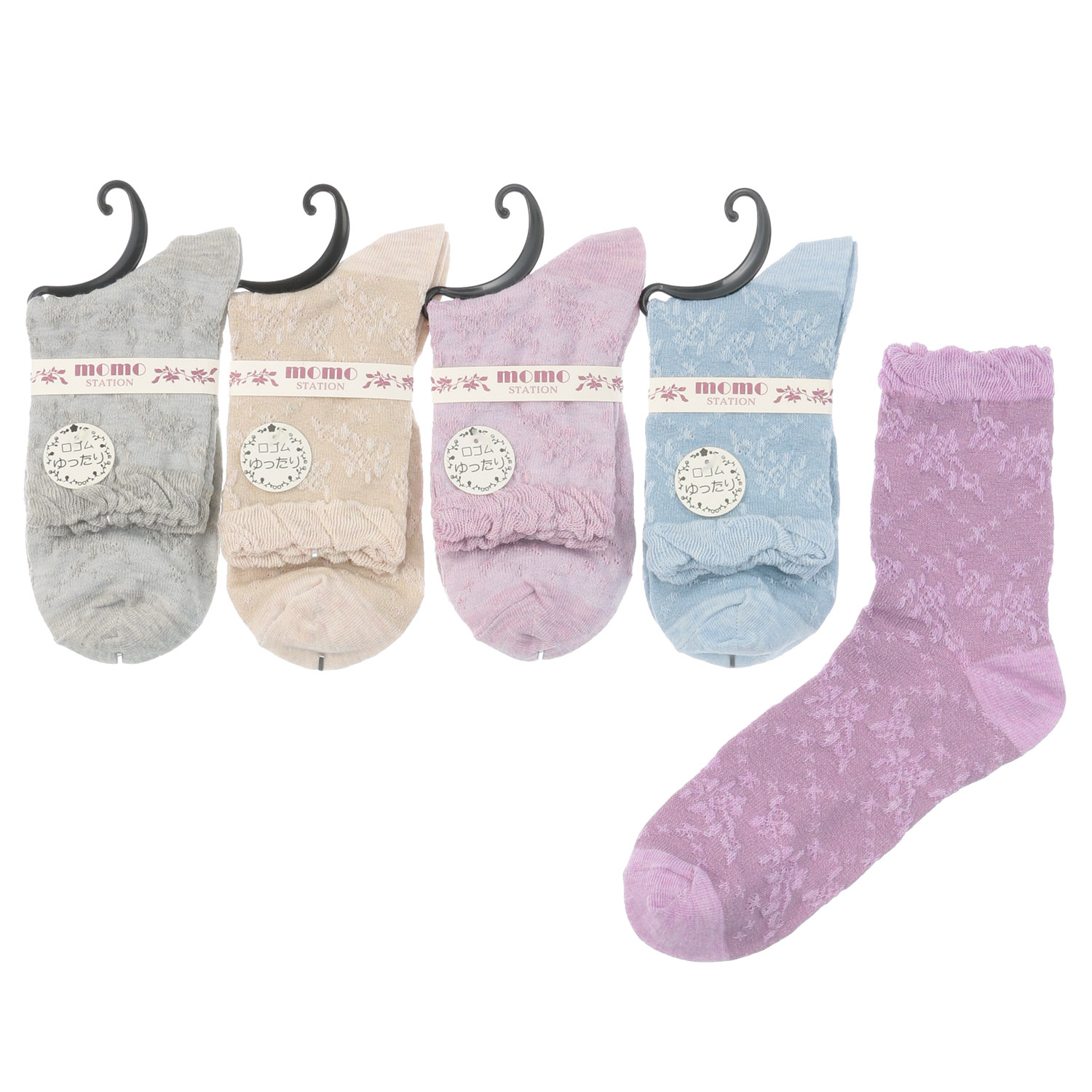 クルー フロート 小花 靴下