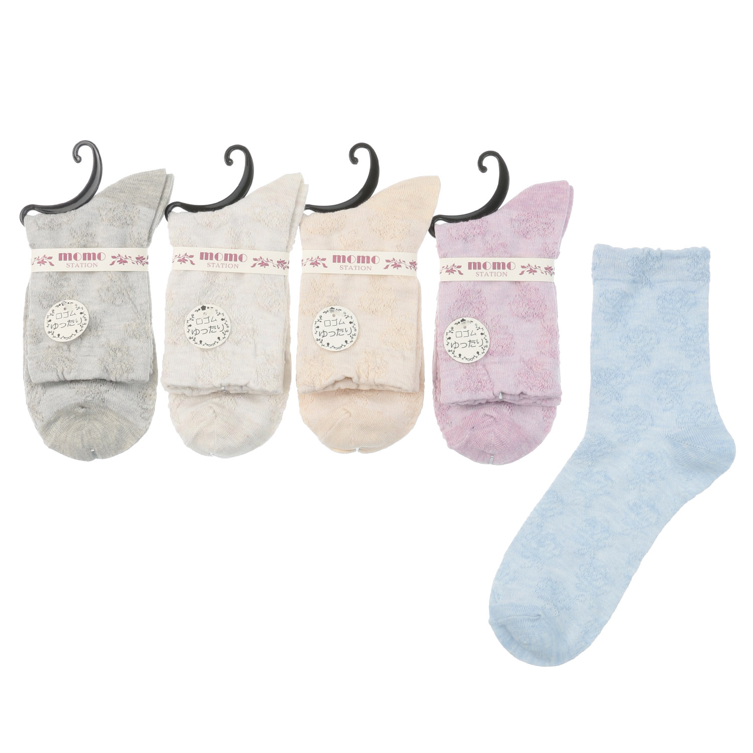 クルー フロート花柄 靴下