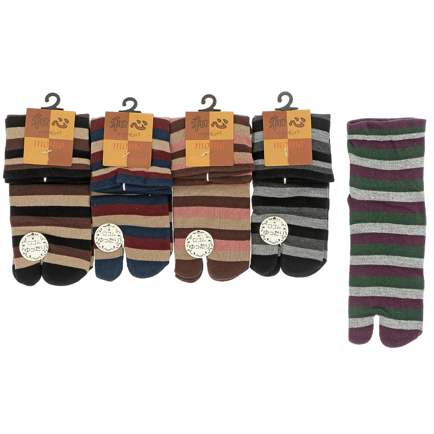 クルー丈 足袋  ボーダー  靴下【在庫限り】