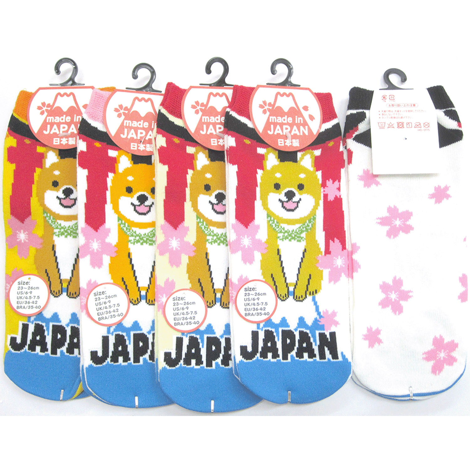 お土産ソックス 富士山と柴犬（色アソート3足組）【在庫限り】