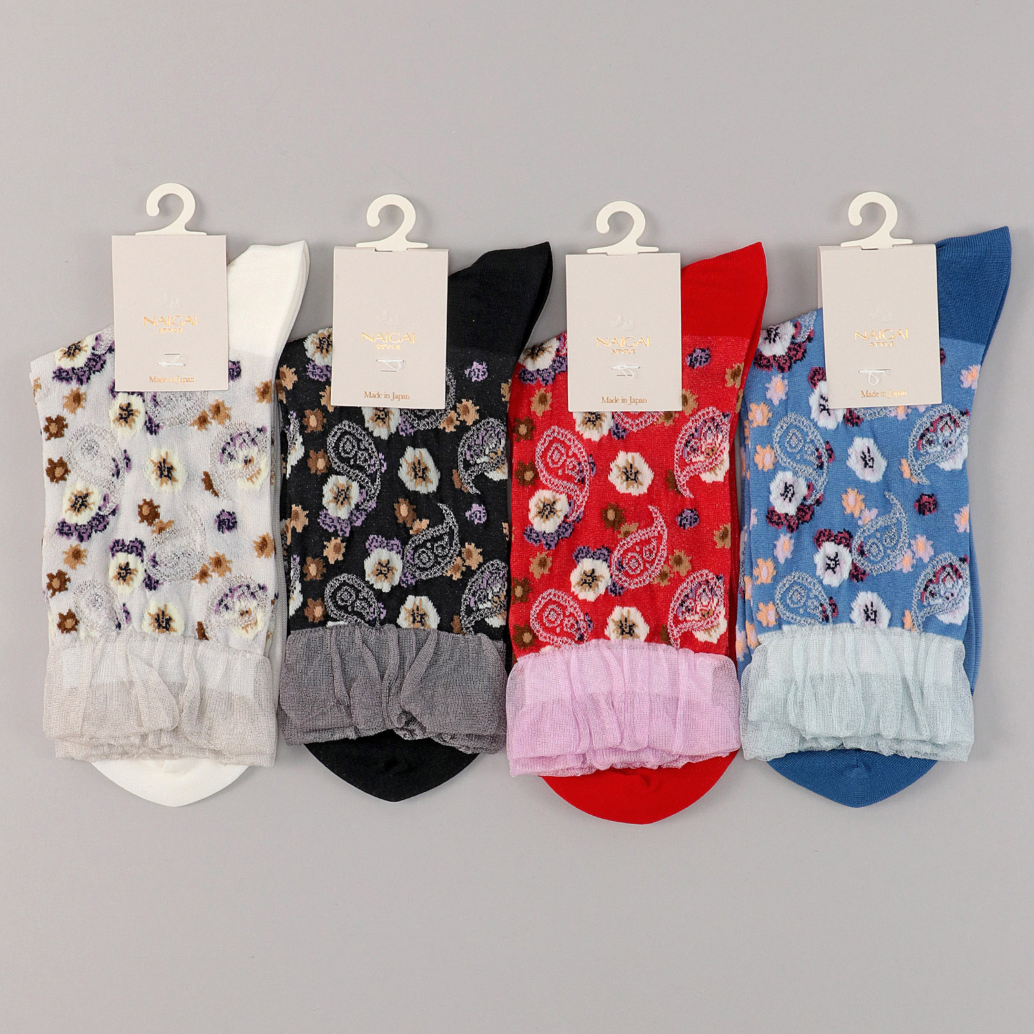 NAIGAI STYLE ペイズリーフラワーフロート クルー丈