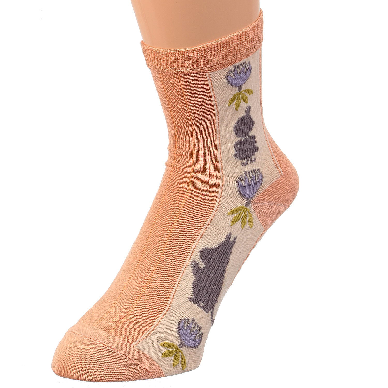 MOOMIN ロークルーソックス 光沢綿 シルエット縦ライン【在庫限り】 - 画像6