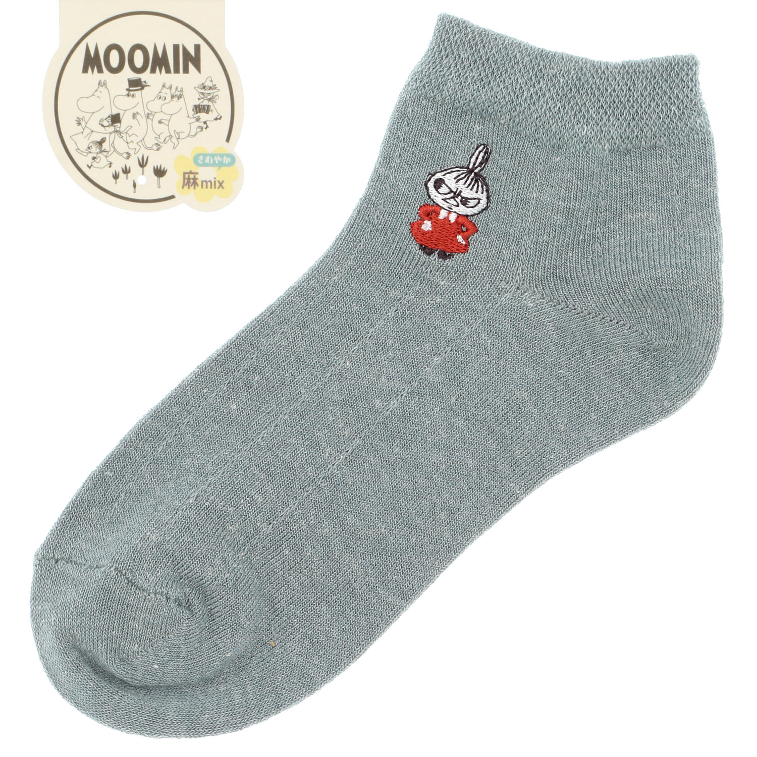 MOOMIN スニーカー丈ソックス 麻入り タックストライプ【在庫限り】 - 画像4