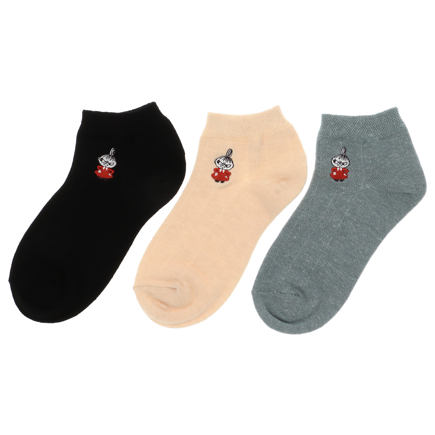 MOOMIN スニーカー丈ソックス 麻入り タックストライプ【在庫限り】