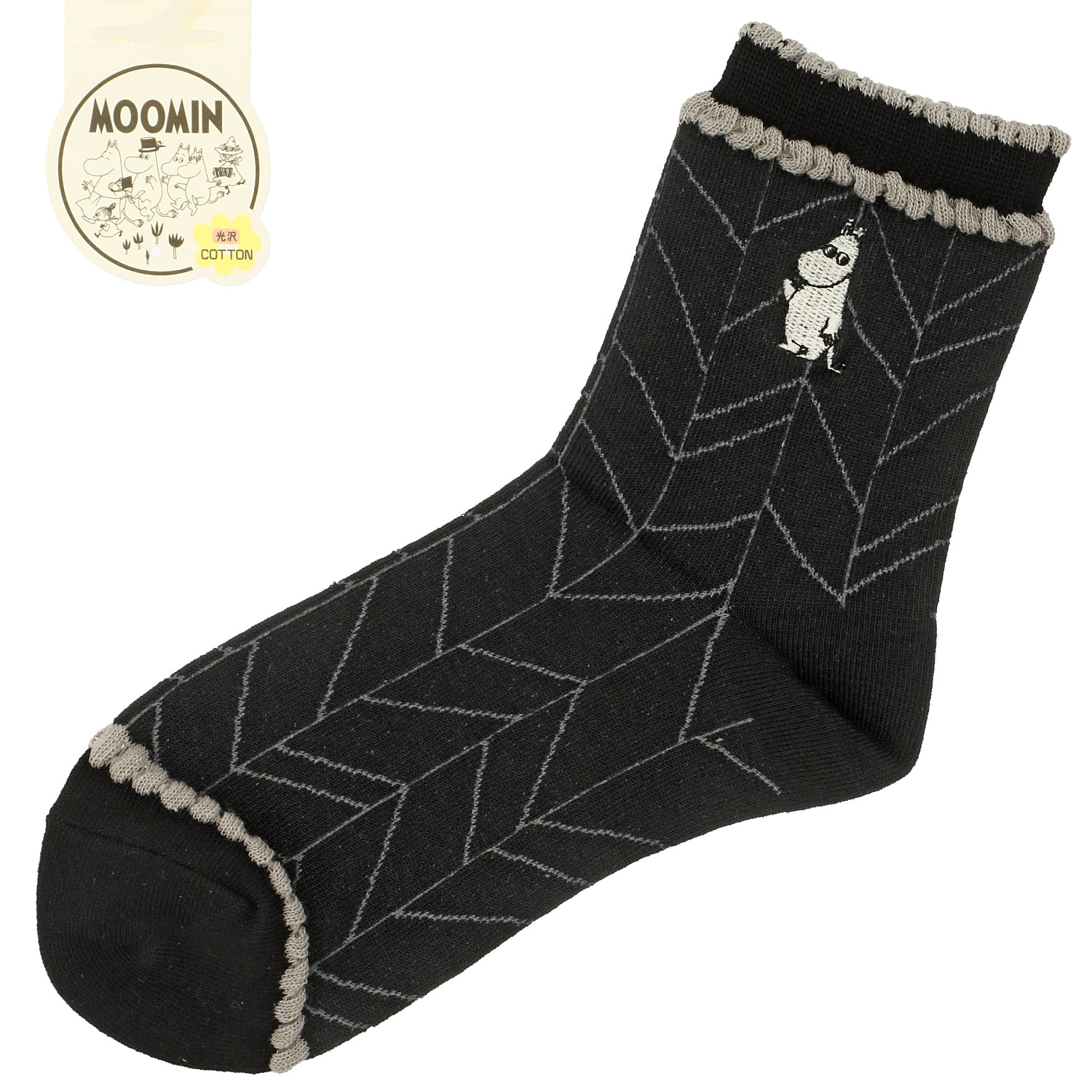 MOOMIN ロークルーソックス 枝柄ムーミン刺繍【在庫限り】 - 画像2