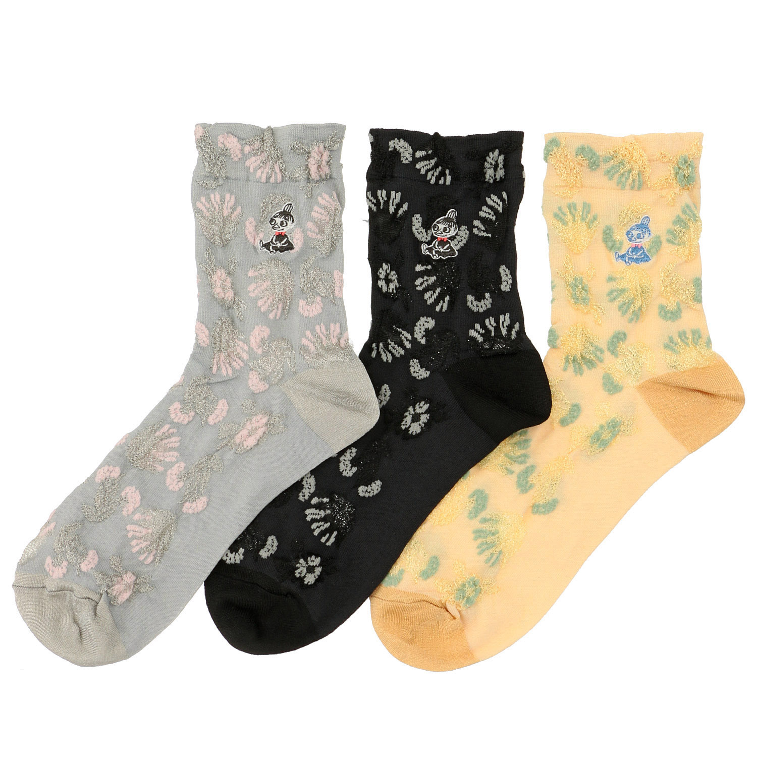 MOOMIN ロークルーソックス 花柄ミイ刺繍【在庫限り】