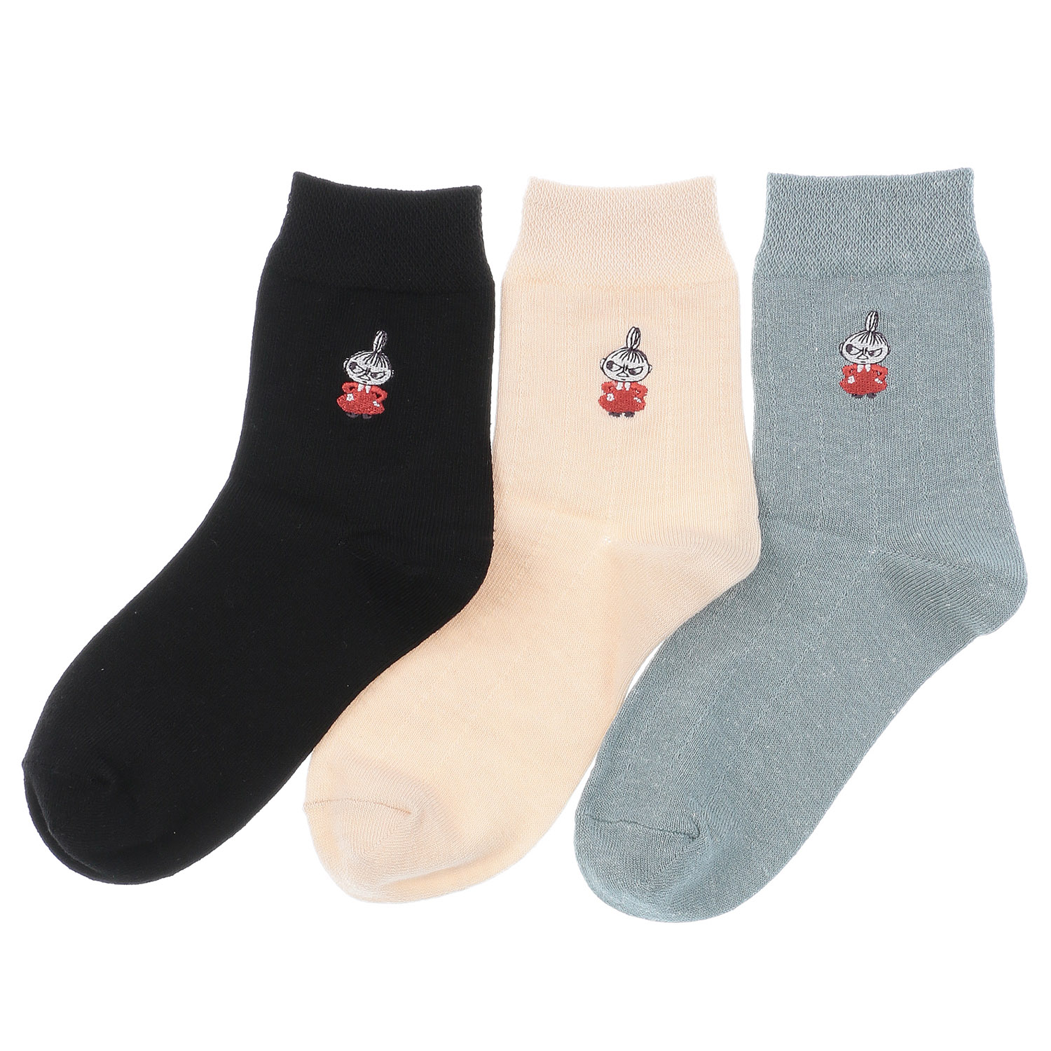 MOOMIN ロークルーソックス 麻入りタックストライプ