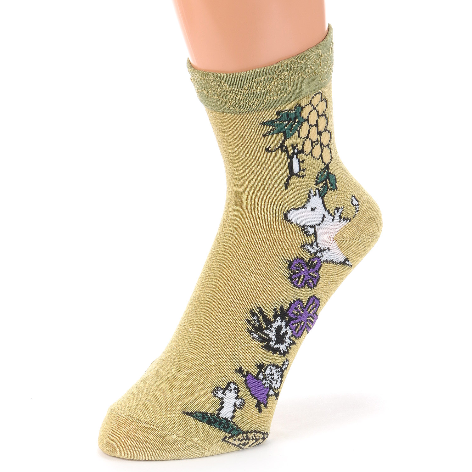 MOOMIN ロークルーソックス 麻入り フルーツガーデンサイド柄 - 画像5