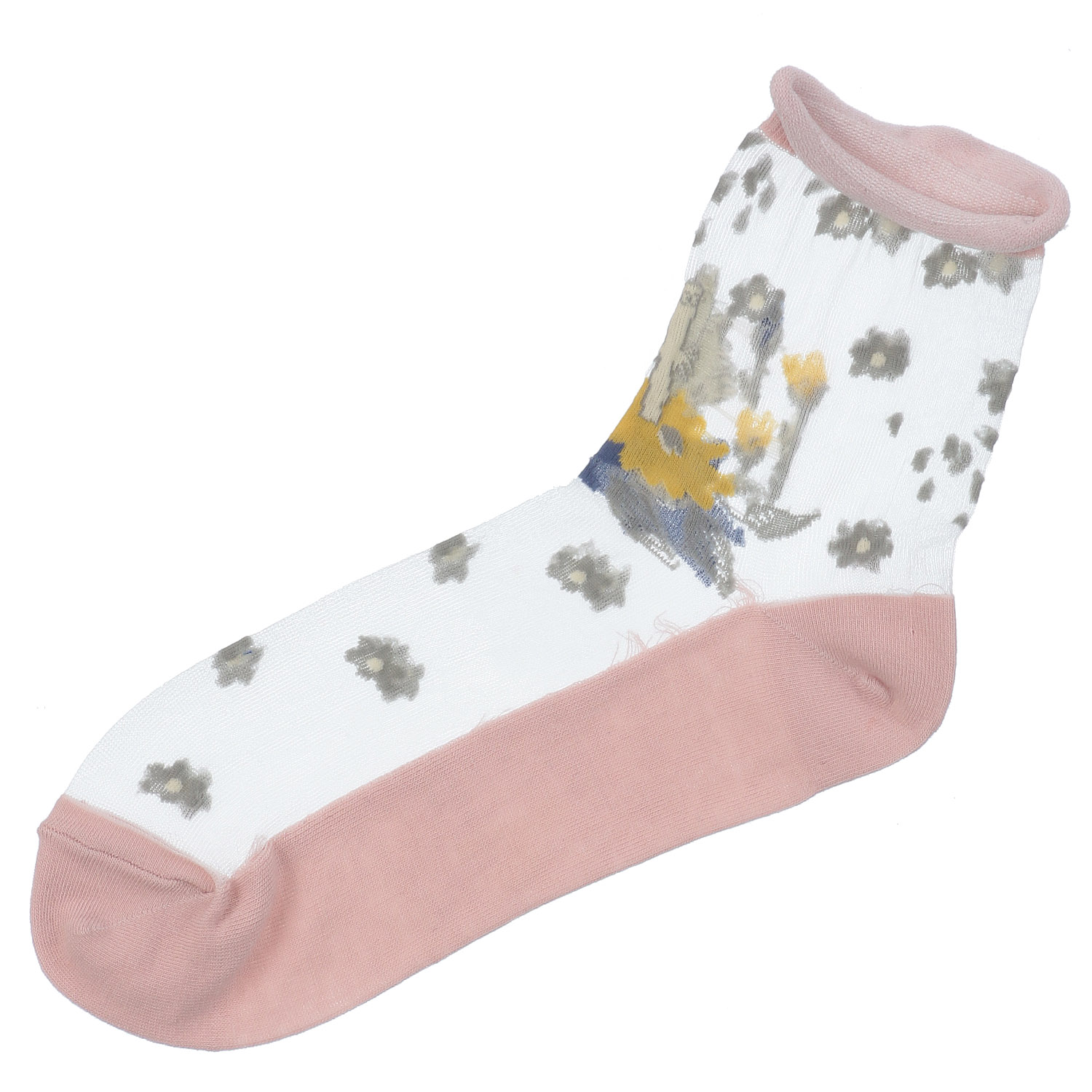 MOOMIN ロークルーソックス シースルー ニョロニョロと花【在庫限り】 - 画像4