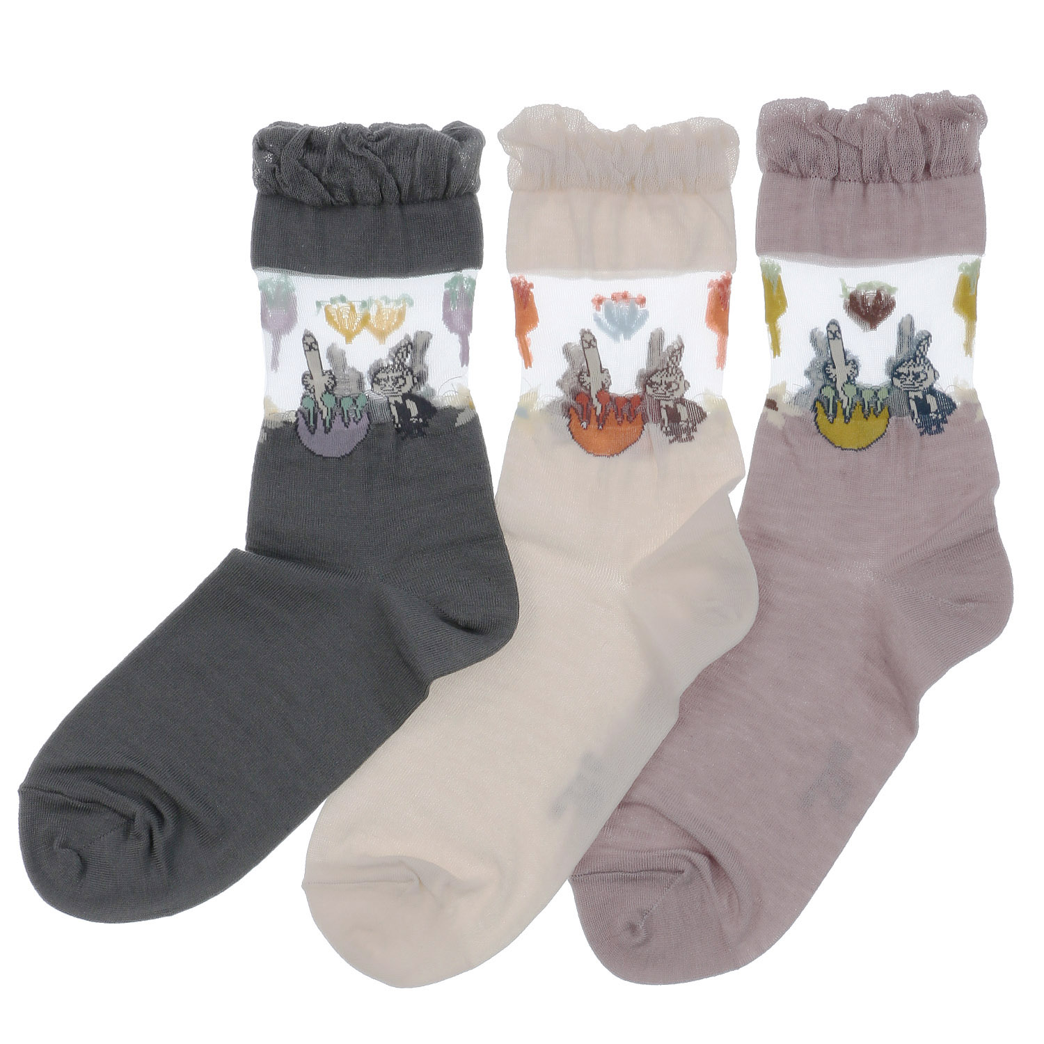 MOOMIN ロークルーソックス 部分シースル－ ニョロニョロミイ