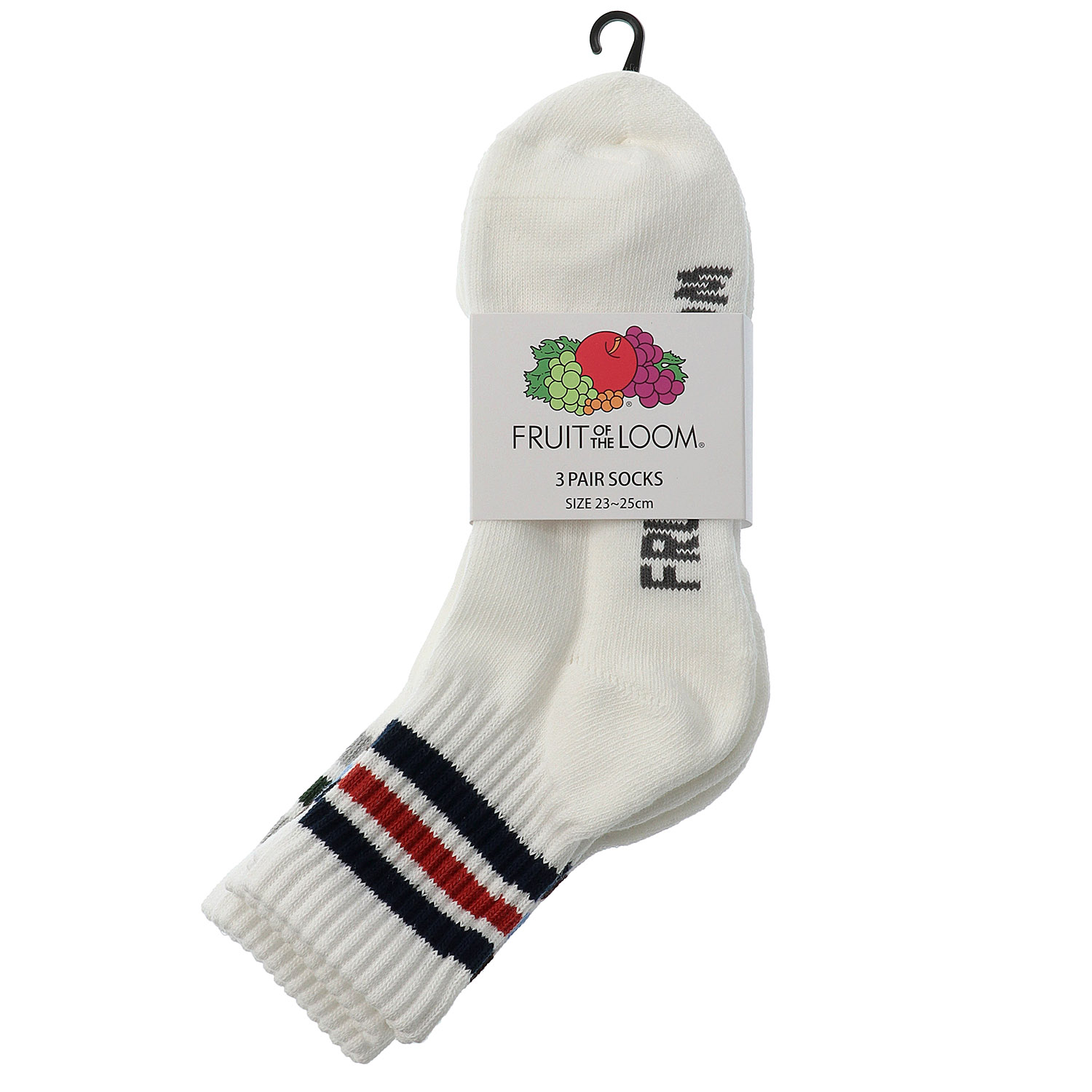FRUIT OF THE LOOM／ フルーツオブザルーム  3足セット    クルー丈 ボーダー 靴下【在庫限り】 - 画像3