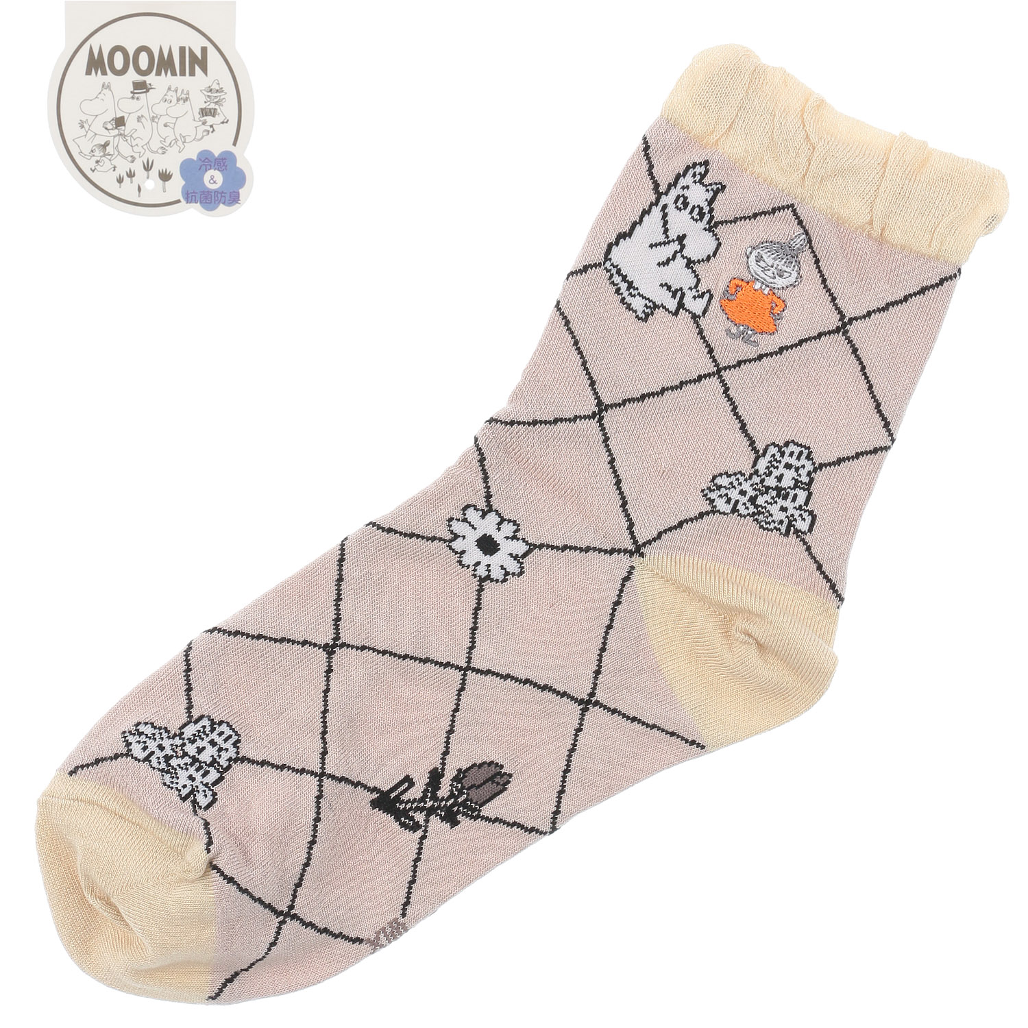 MOOMIN 冷感ロークルーソックス 格子柄ミイ刺繍 - 画像7