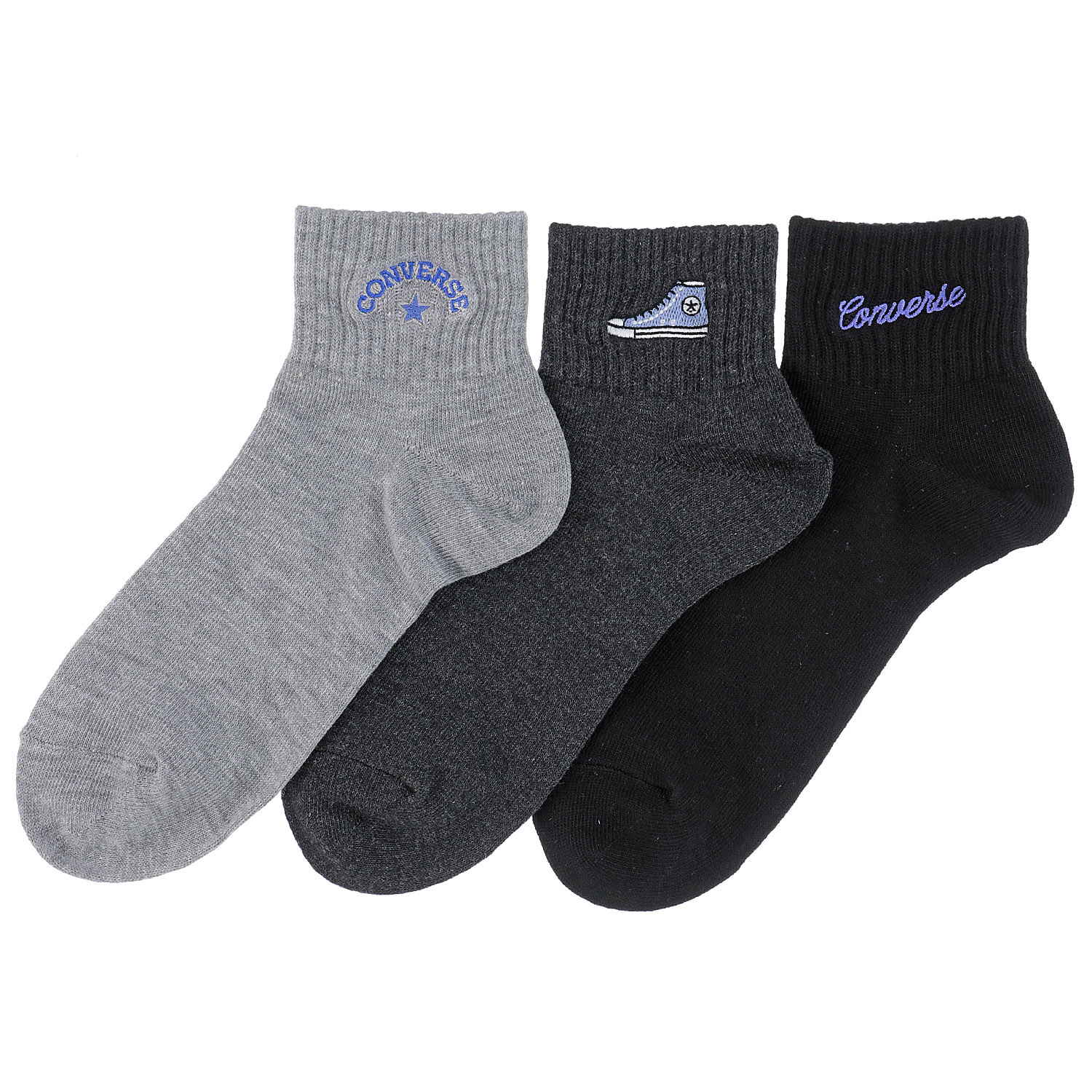 CONVERSE 3Pショート丈ソックス 刺繍【在庫限り】