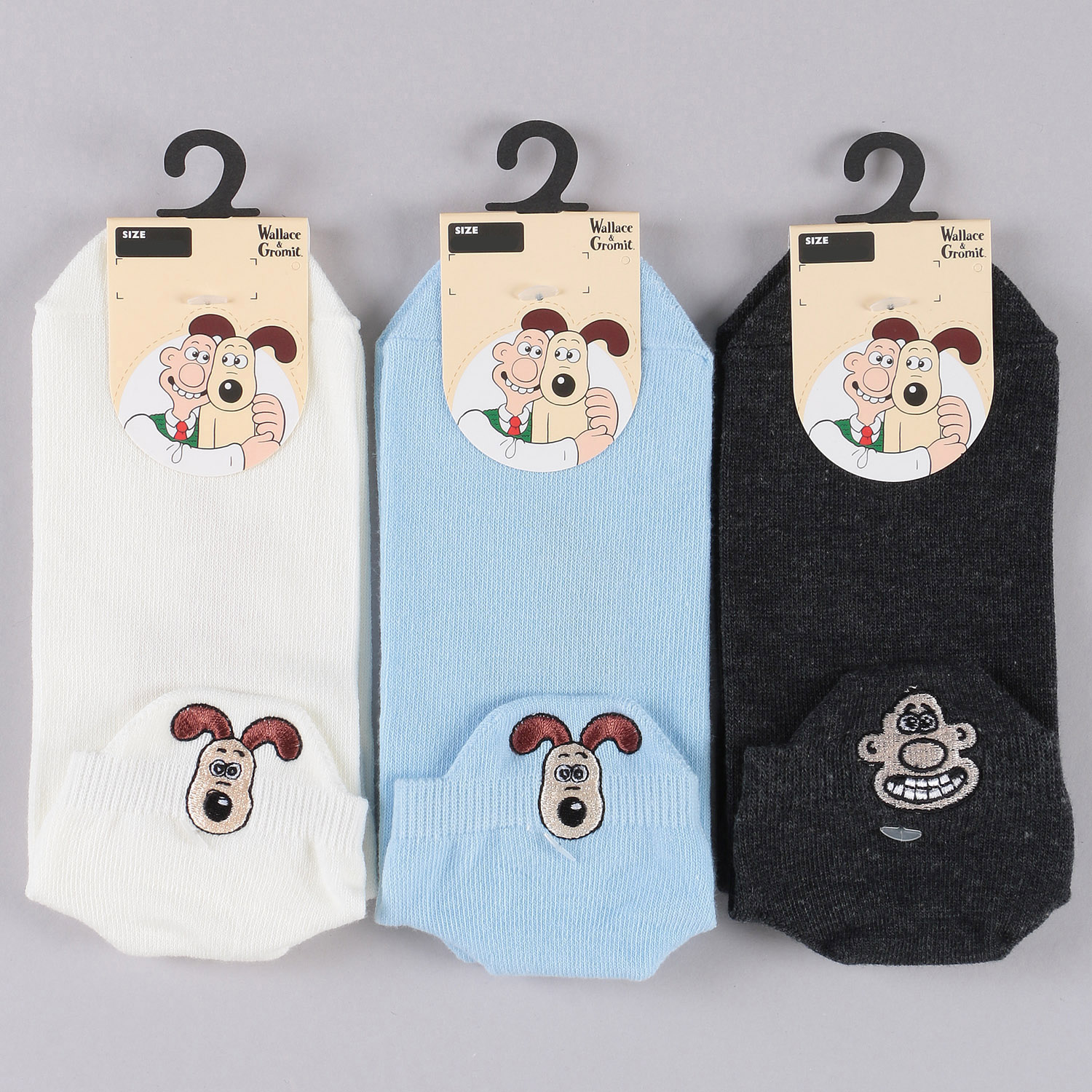 ウォレスとグルミット 刺繍 スニーカー丈 靴下