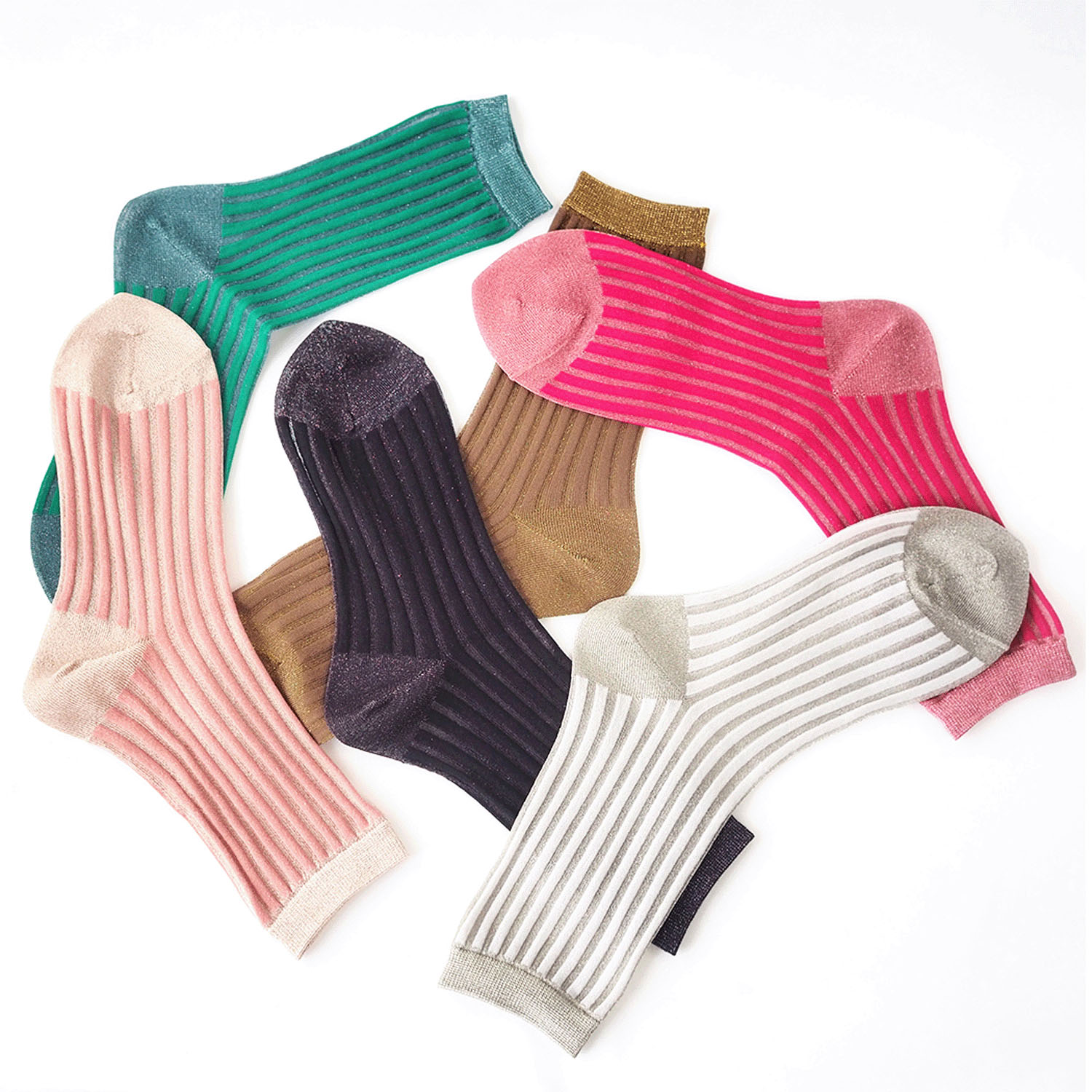 andeotte シースルーストライプラメソックス【在庫限り】