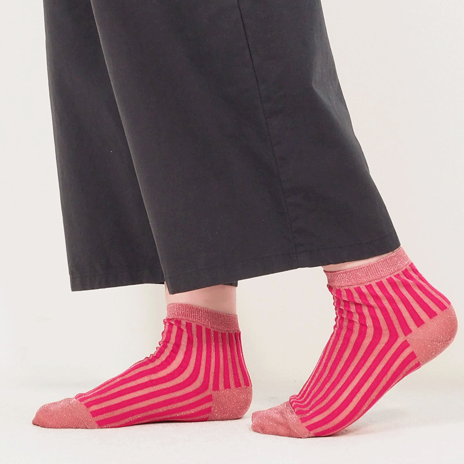 andeotte シースルーストライプラメソックス ショート丈【在庫限り】 - 画像13