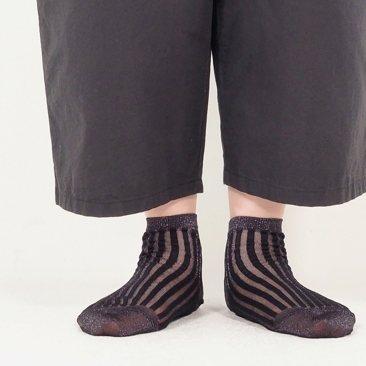 andeotte シースルーストライプラメソックス ショート丈【在庫限り】 - 画像7