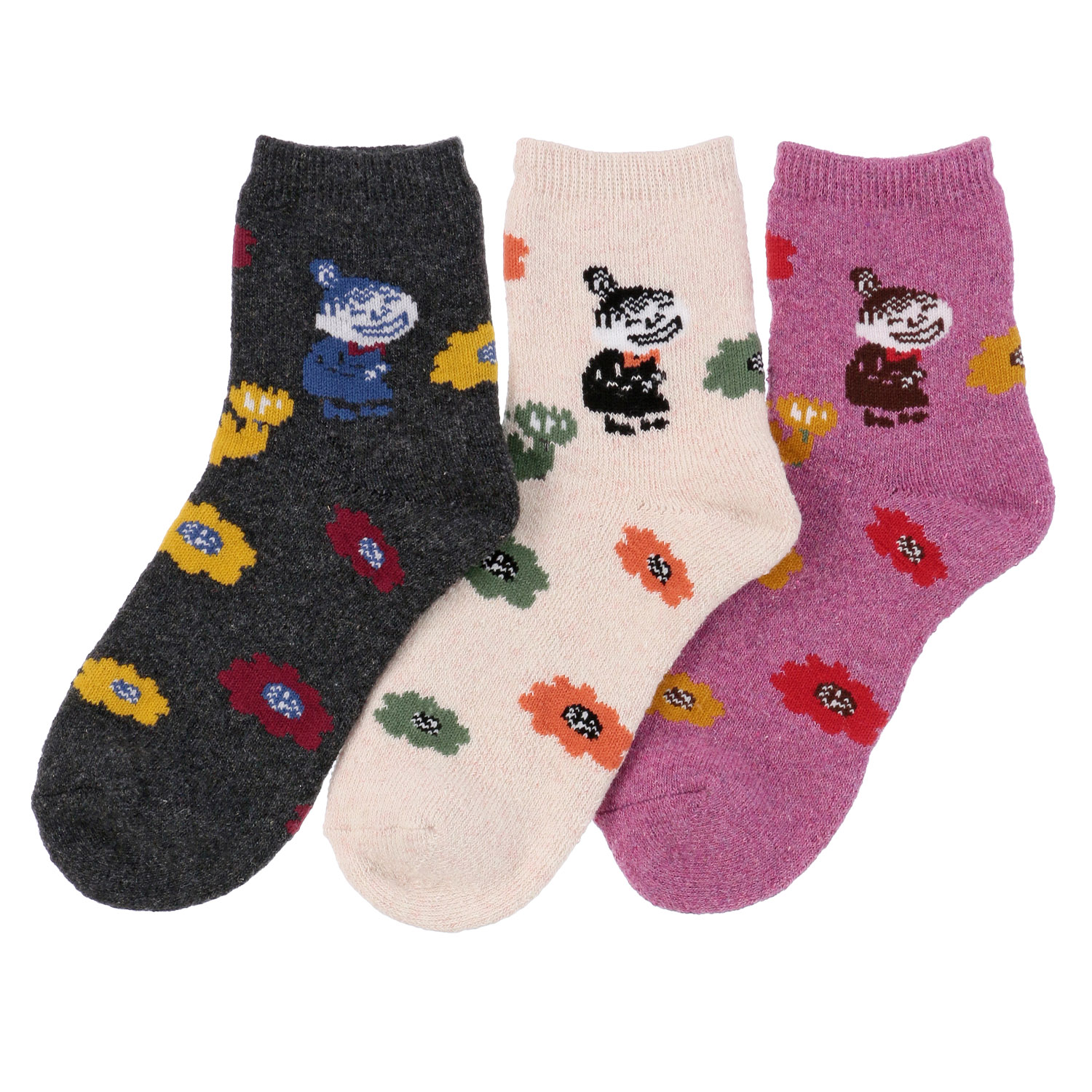 MOOMIN ロークルーソックス 内パイル カラフルミイ【在庫限り】