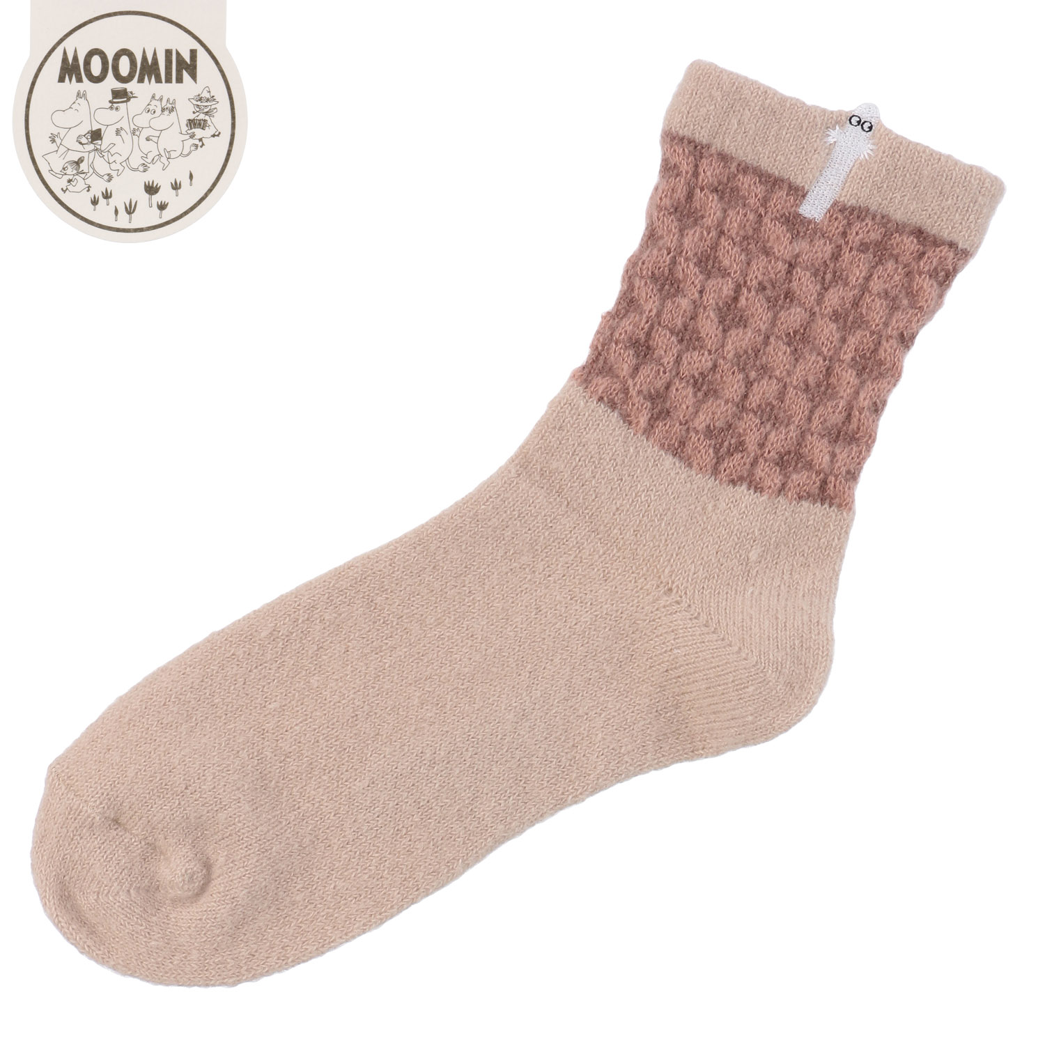 MOOMIN ロークルーソックス ふわふわニット 飛出ニョロ刺繍【在庫限り】 - 画像5