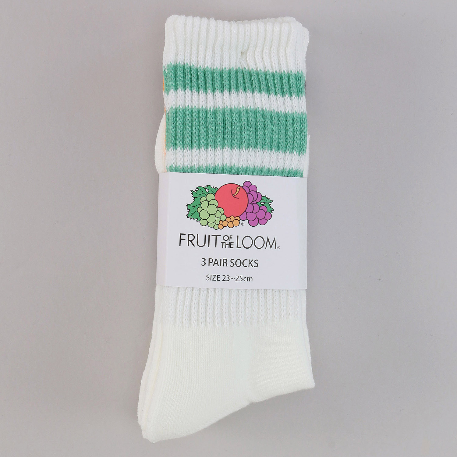 FRUIT OF THE LOOM／ フルーツオブザルーム  3足セット   リッチェル編み クルー丈 ボーダー 靴下 - 画像3