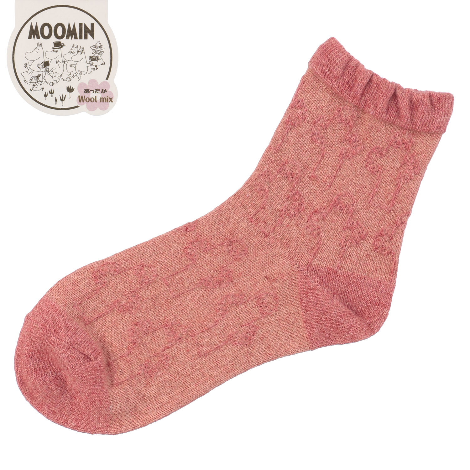 MOOMIN ロークルーソックス やわらかウール 逆スパニョロ総柄【在庫限り】 - 画像5