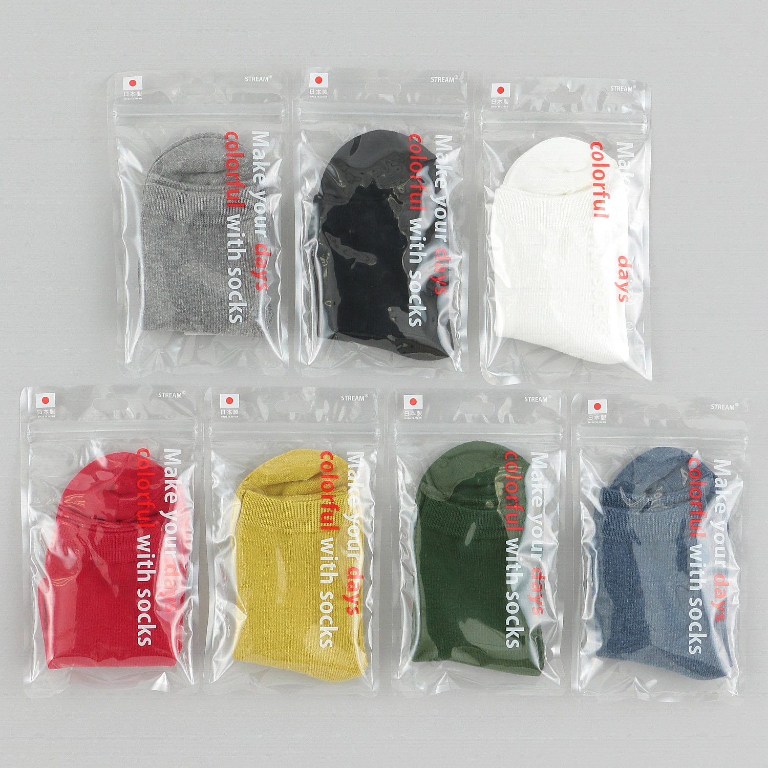 日本製 足底ロゴ クルー 靴下