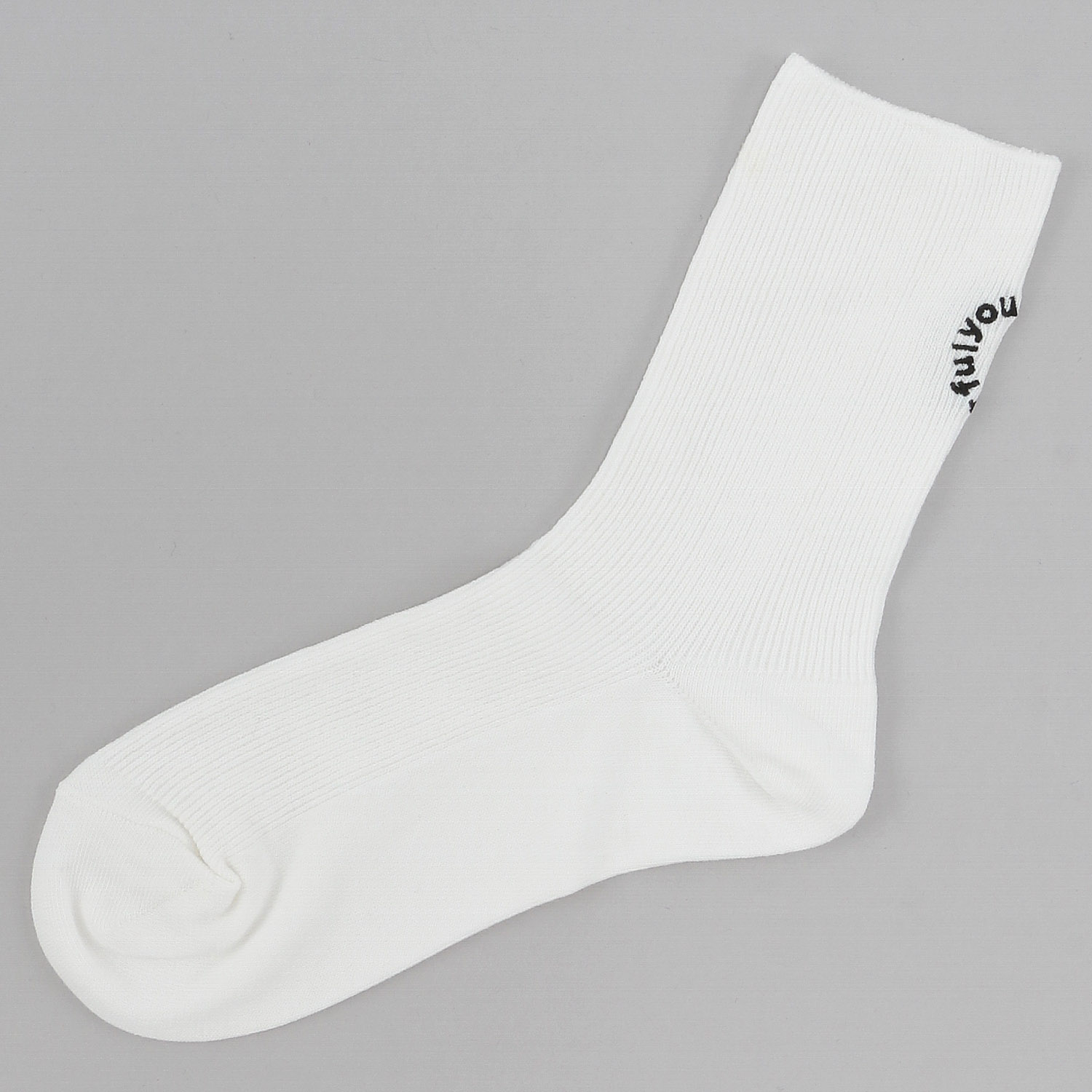 日本製  リブ バック刺しゅう ハイクルー丈 靴下 - 画像4