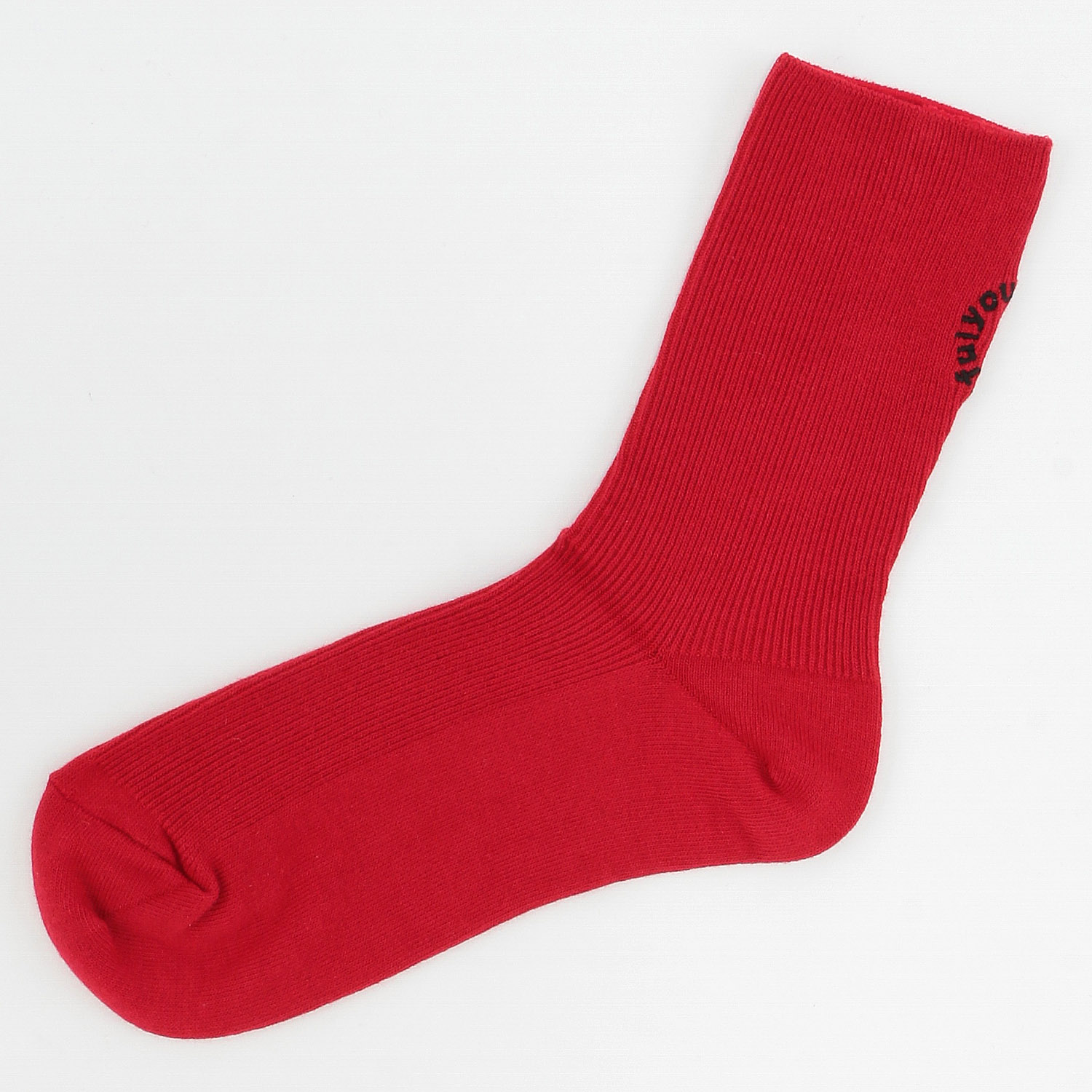 日本製  リブ バック刺しゅう ハイクルー丈 靴下 - 画像5