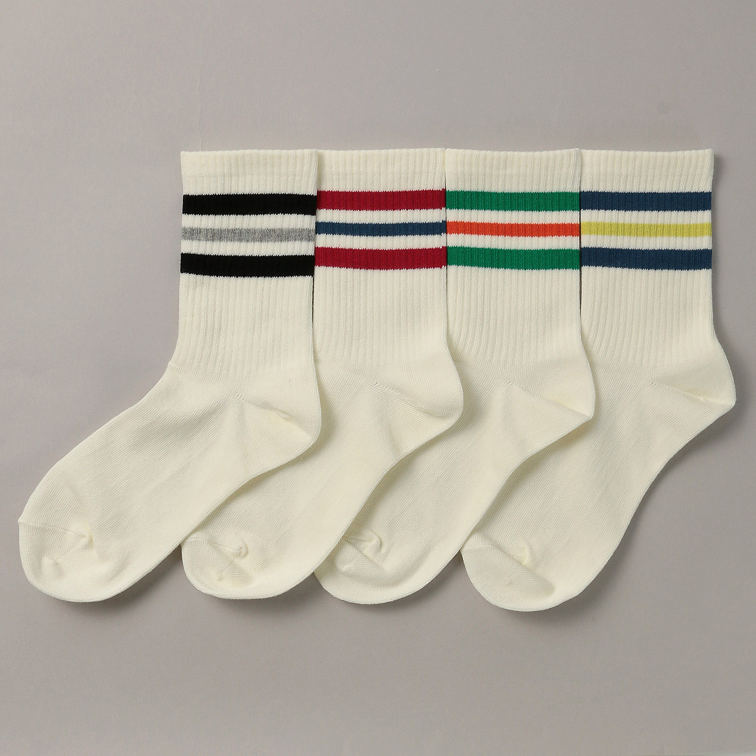 日本製 トップ2色ライン クルー丈 靴下