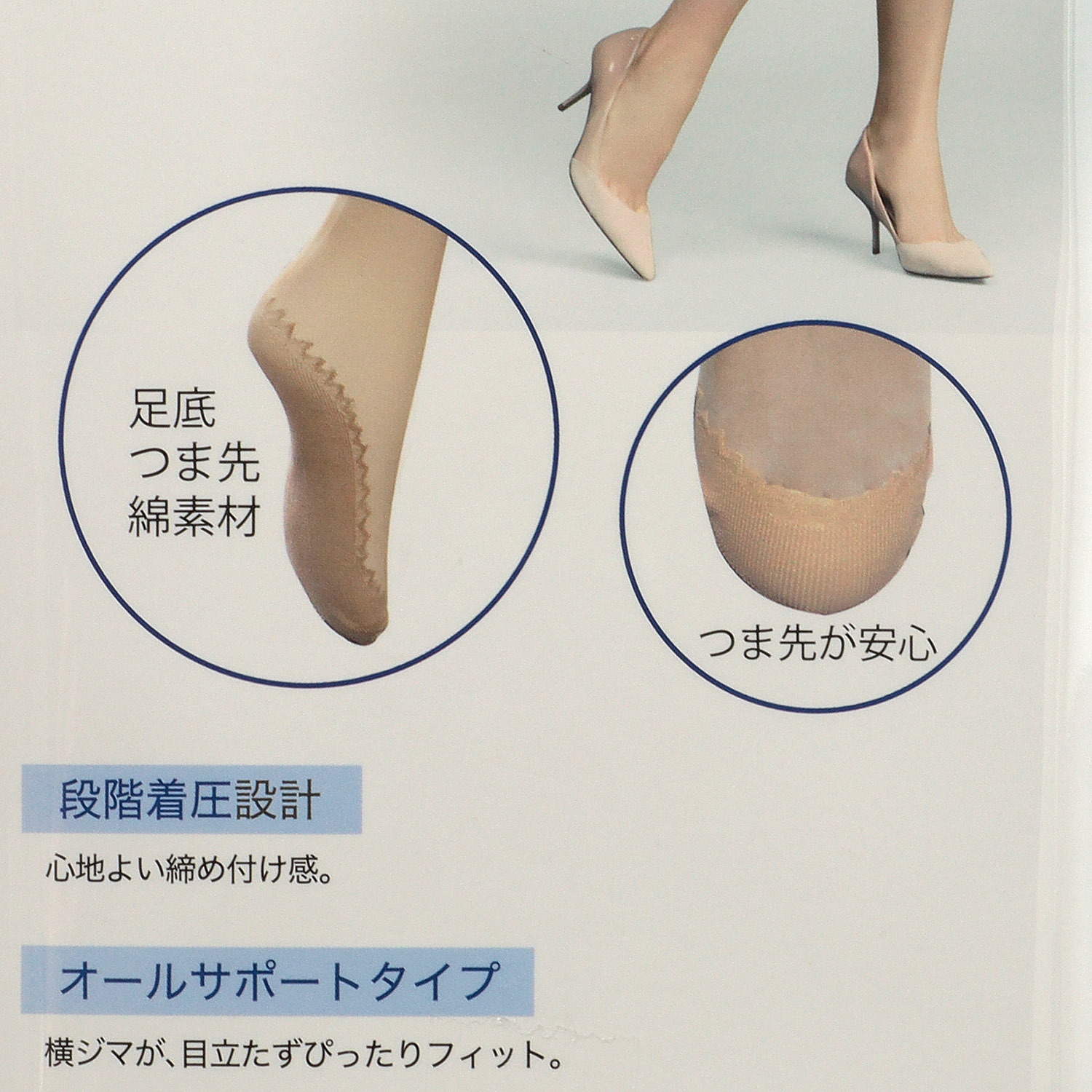 足底綿 ひざ下丈 着圧 ストッキング （2足組×卸単位3） - 画像4