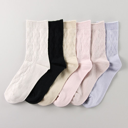 ドライコットン ダイヤ柄ソックス