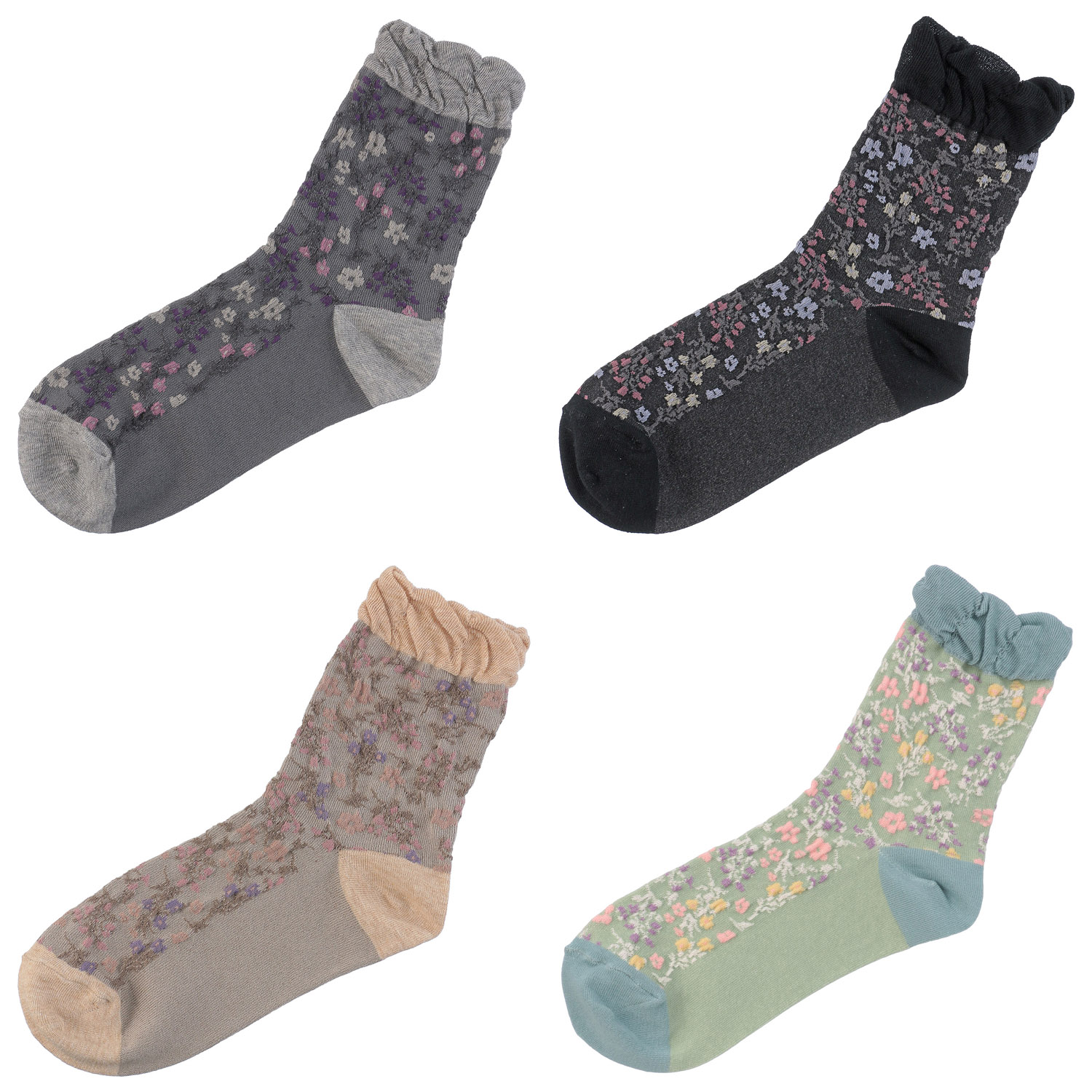 ギュレ オーガニックコットン 小花柄 靴下【在庫限り】