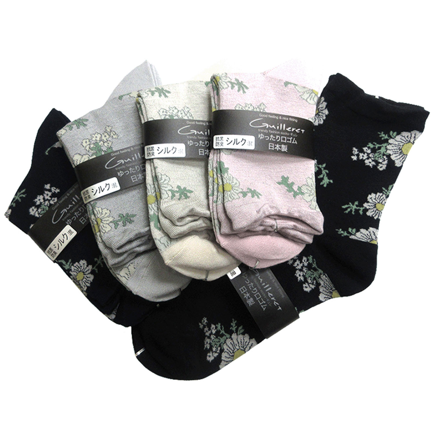 ギュレ シルク混 大花柄