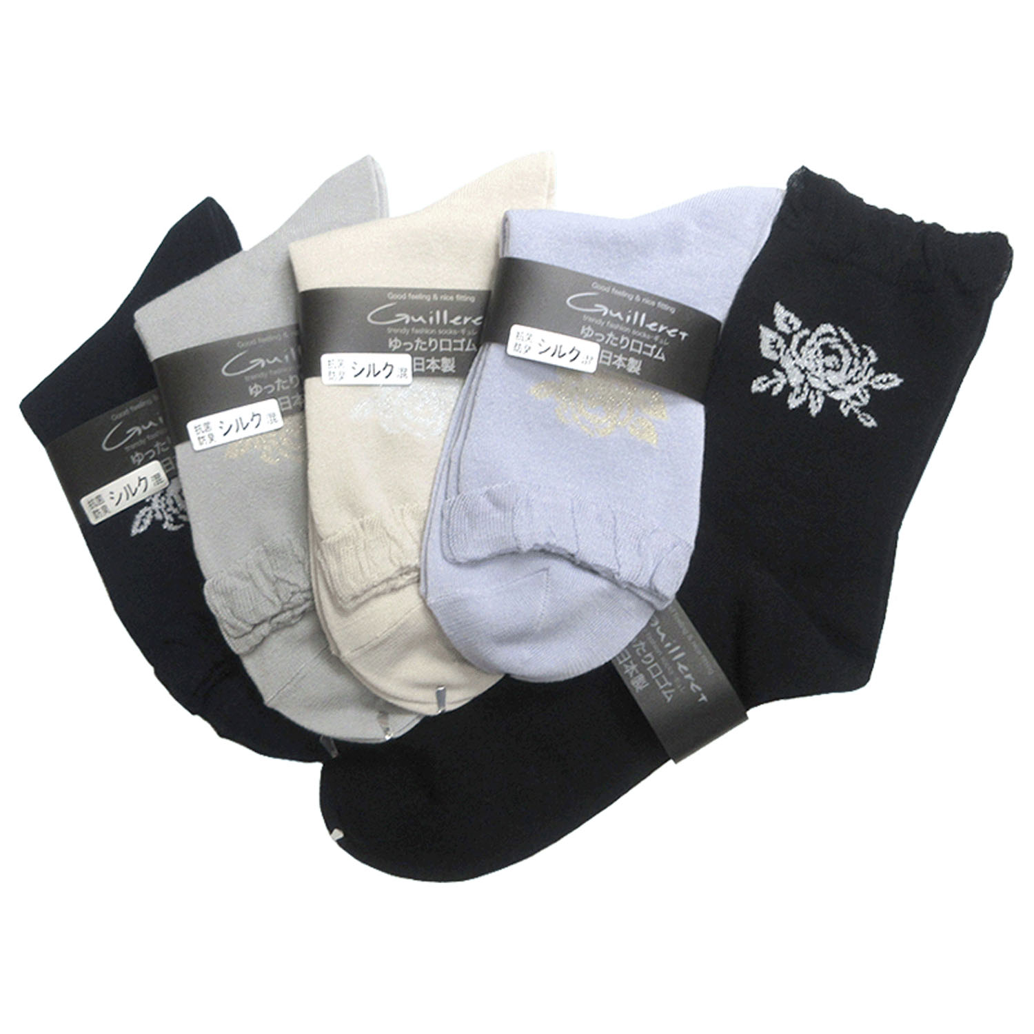 ギュレ シルク混 ラメ薔薇