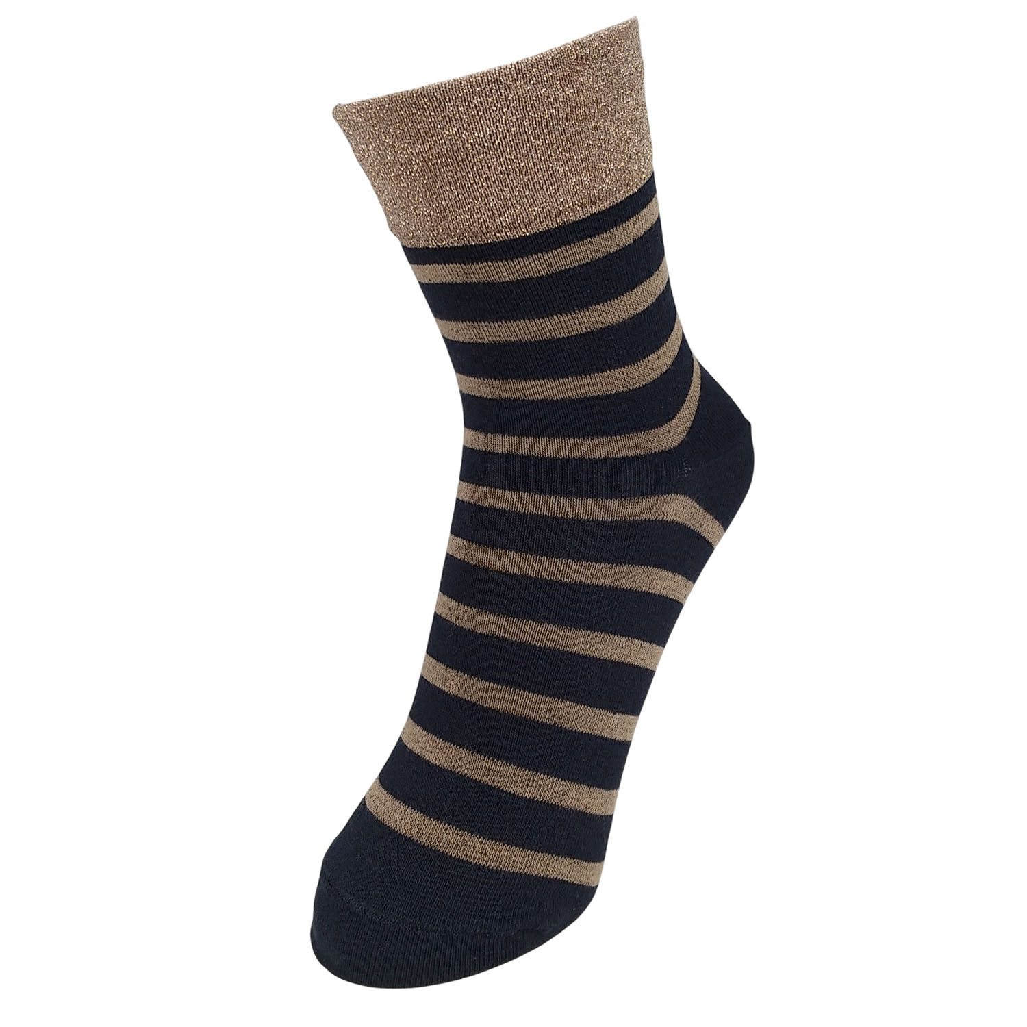 ギュレ オーガニックコットン トップラメ ボーダー柄ソックス【在庫限り】 - 画像2