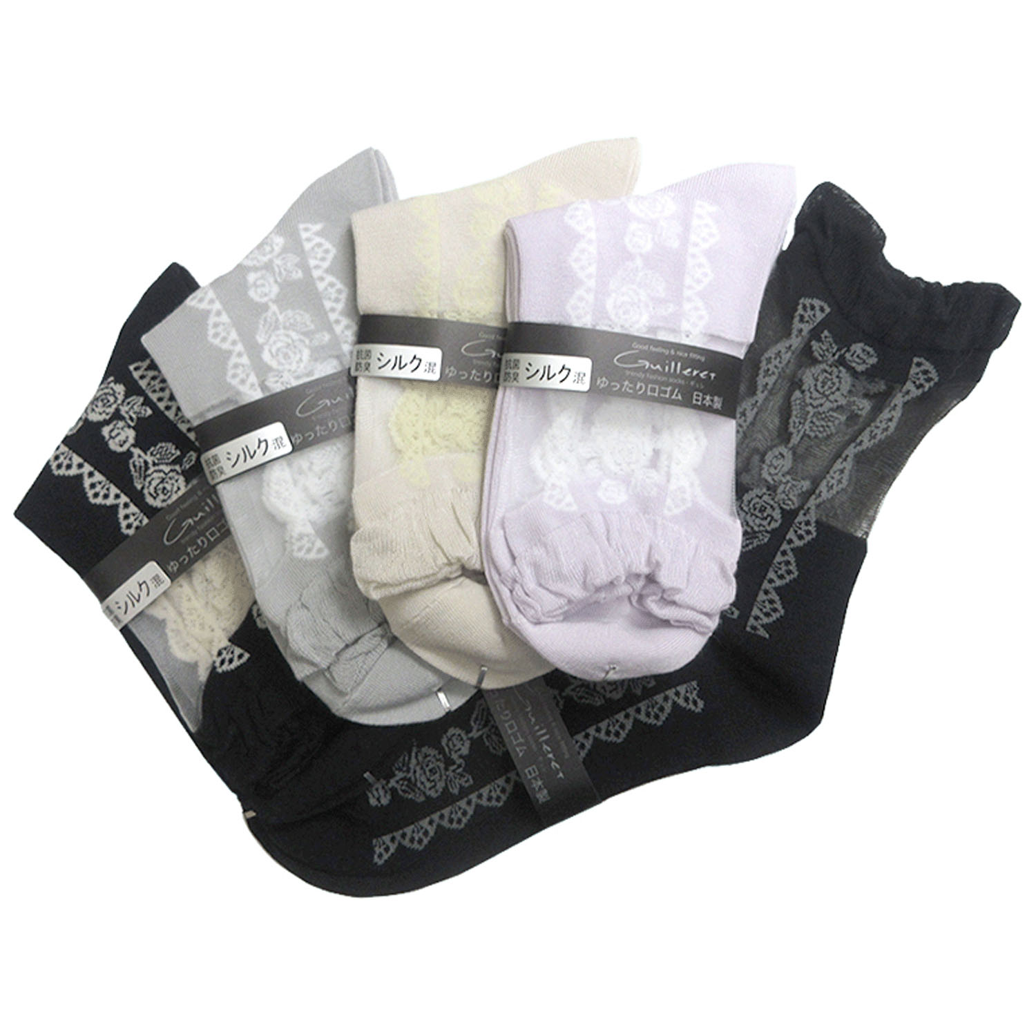 ギュレ 足首テグス センター薔薇＆レース