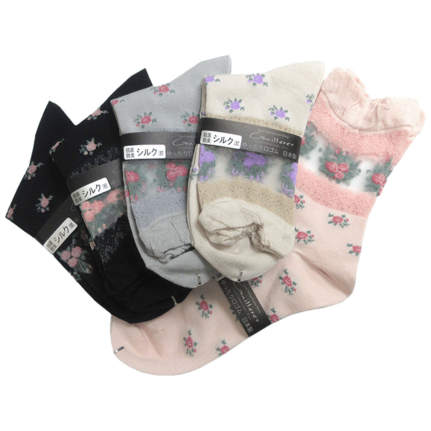 ギュレ 足首テグス 総薔薇柄