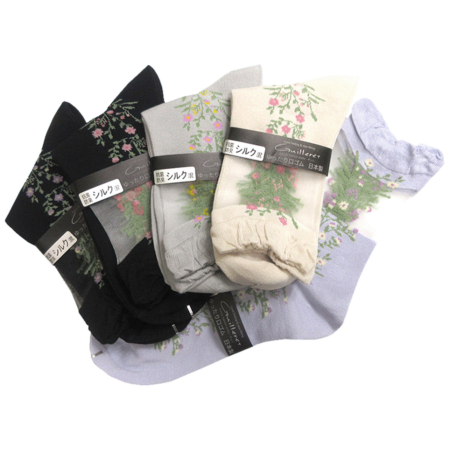 ギュレ 足首テグス センタ－蔦花柄