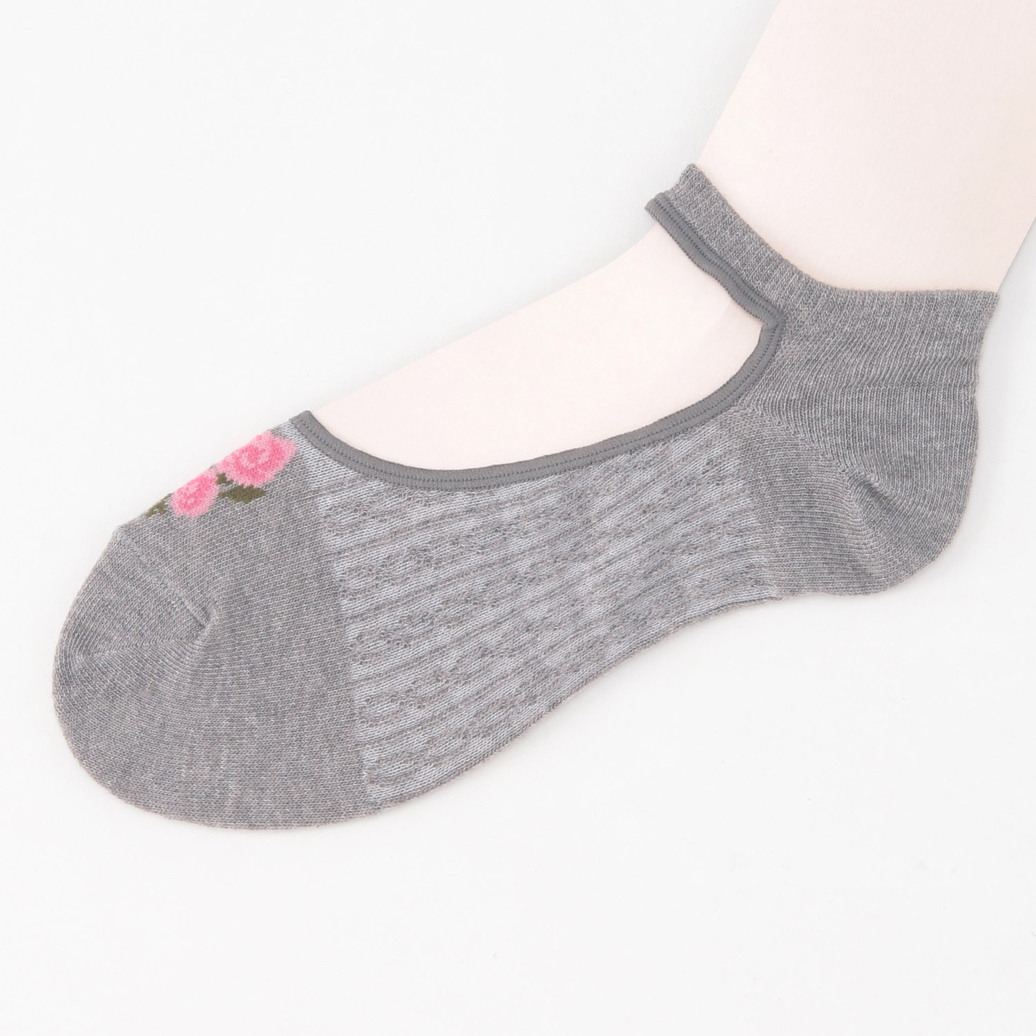 エトワールオリジナル  甲くりぬき つま先薔薇柄 靴下【在庫限り】 - 画像2