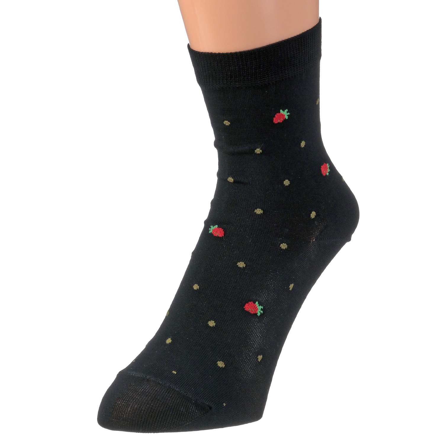 小さな親切 クルー丈 いちご柄 靴下 - 画像2