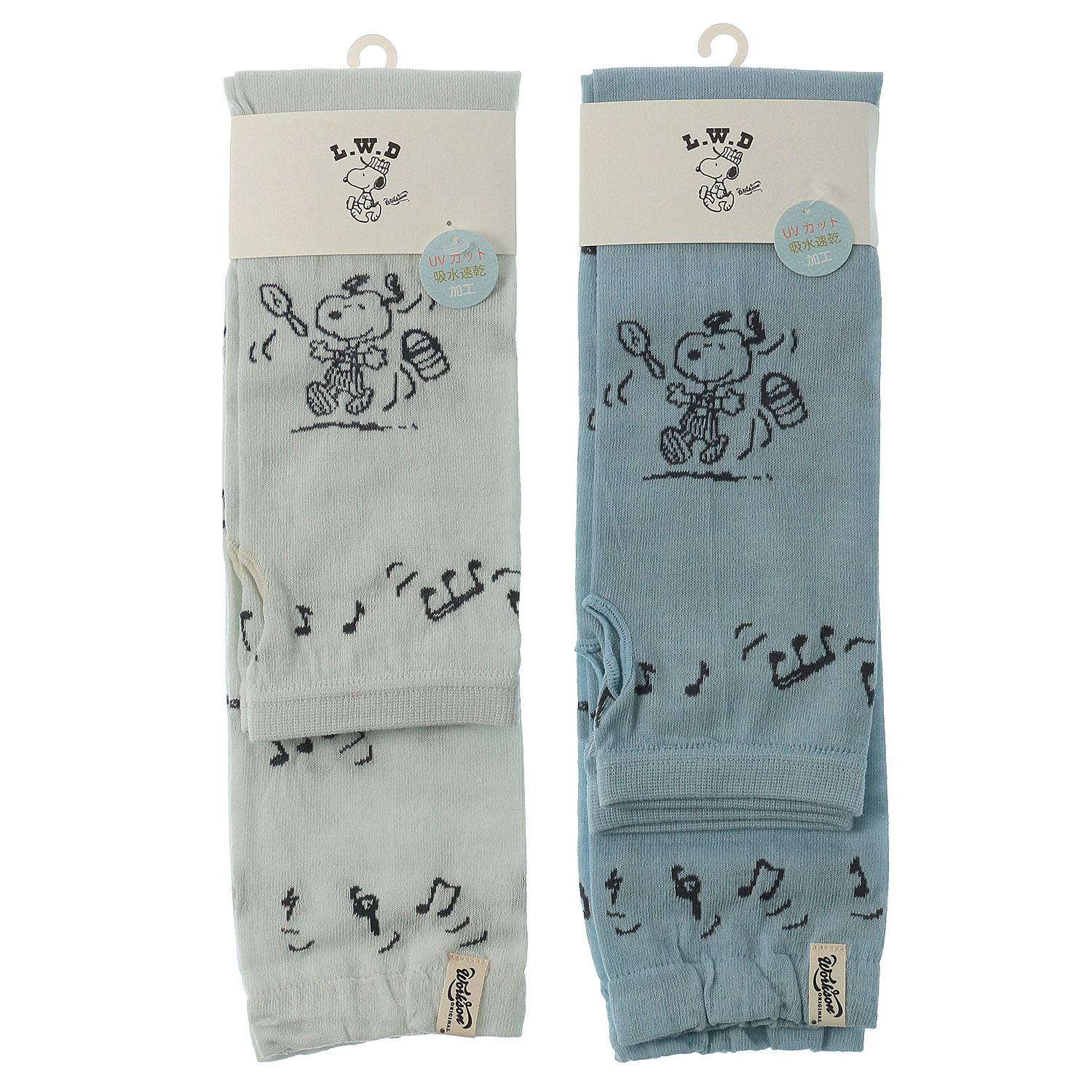 スヌーピー アームカバーUVカット＋吸水速乾 スヌーピー音符柄【再入荷】