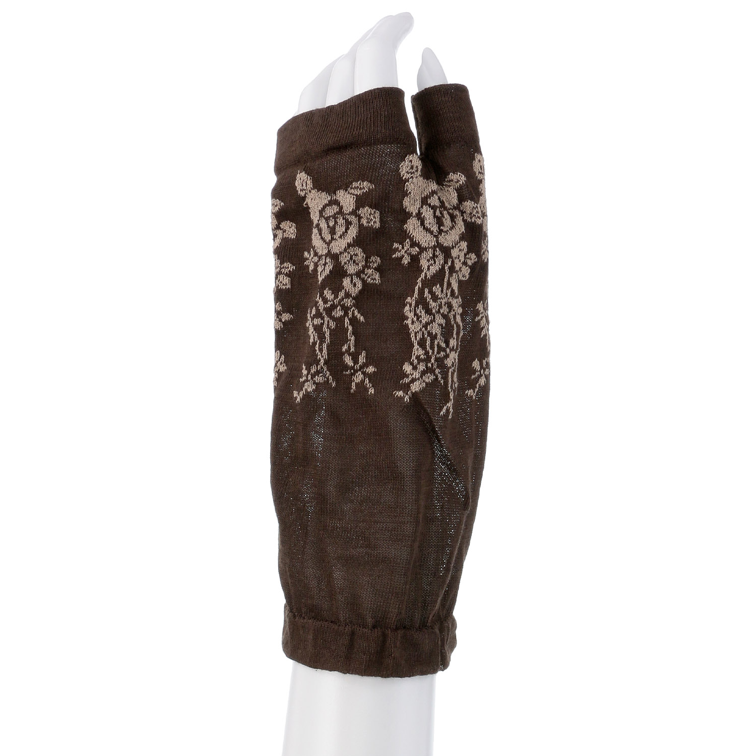 アームカバー 22cm丈 総花柄 親指切替 - 画像3