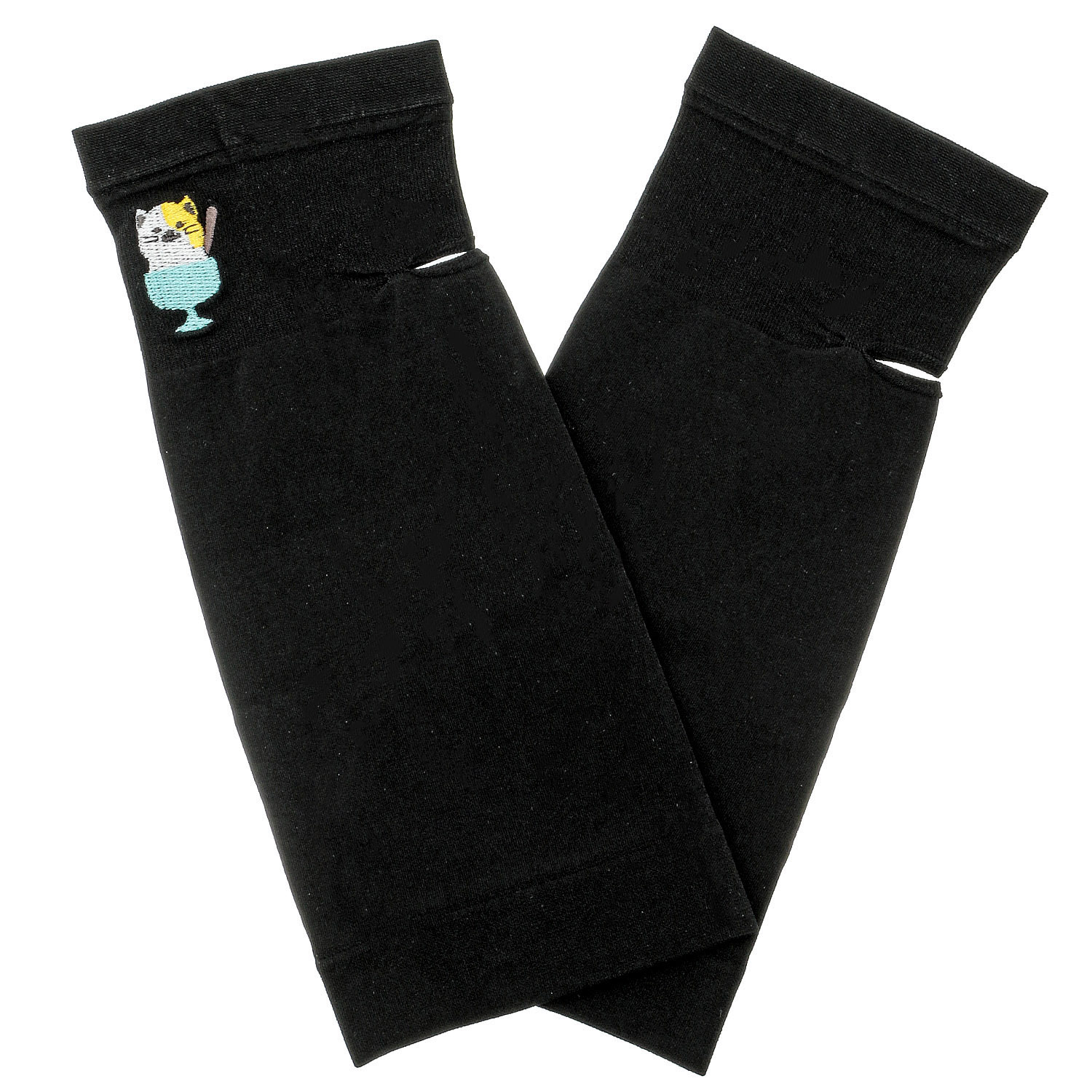 にゃんこ堂 ショート丈（23cm丈） 接触冷感 猫かき氷刺繍 アームカバー【在庫限り】 - 画像4