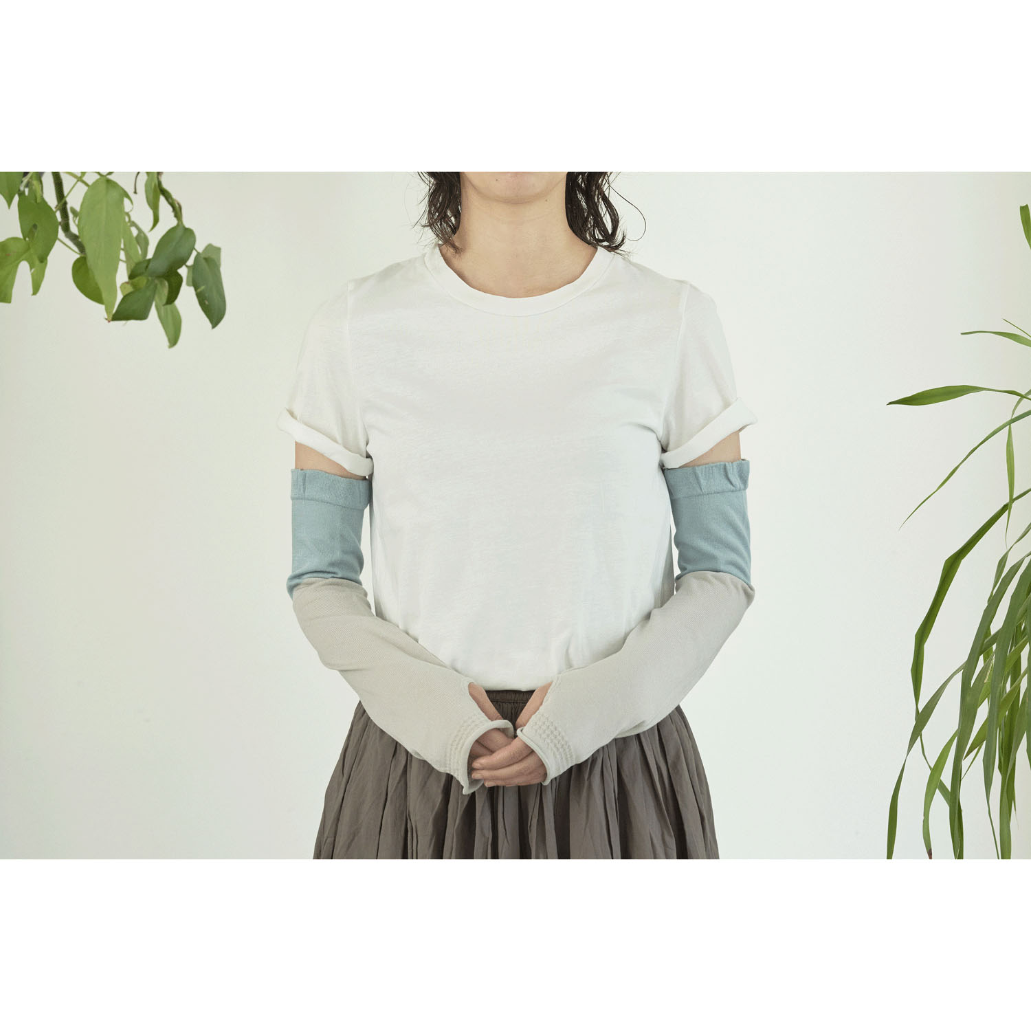 TWO TONE ARM COVERレーヨンシルクUVアームカバー【在庫限り】