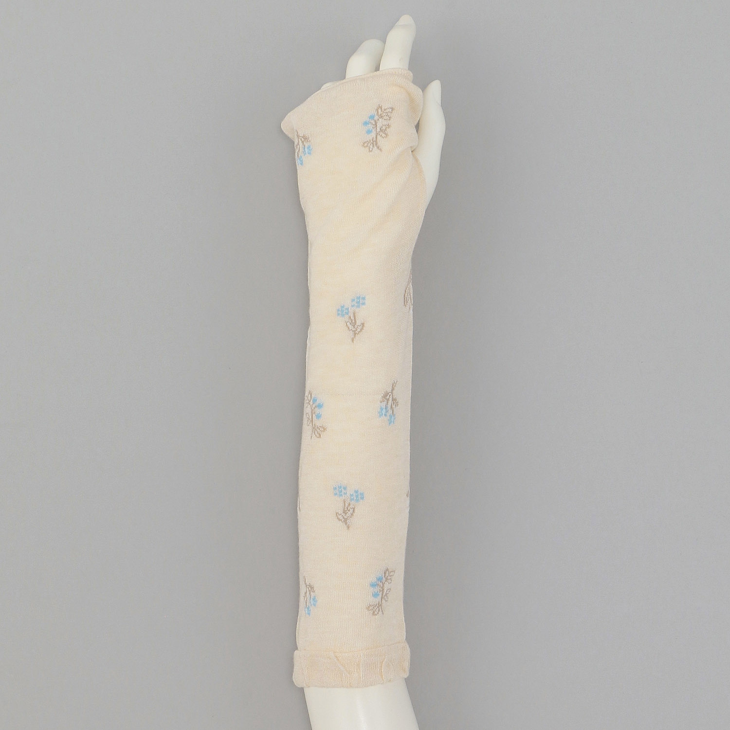 日本製 アームカバー シルク混  35センチ丈  野草柄 - 画像4