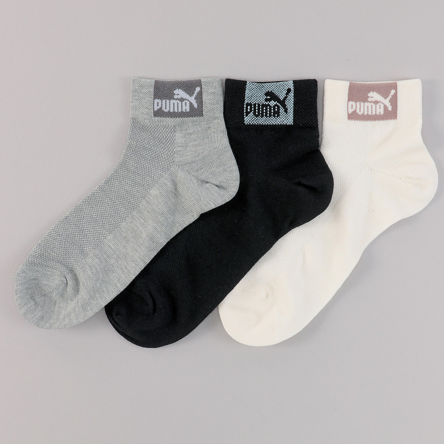 PUMA ショート丈ソックス 甲メッシュ 3足セット【在庫限り】